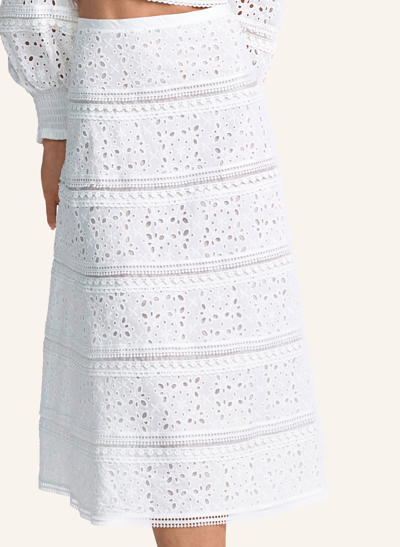 CLAIRE LUISE Rock mit Lochmuster: ECRU