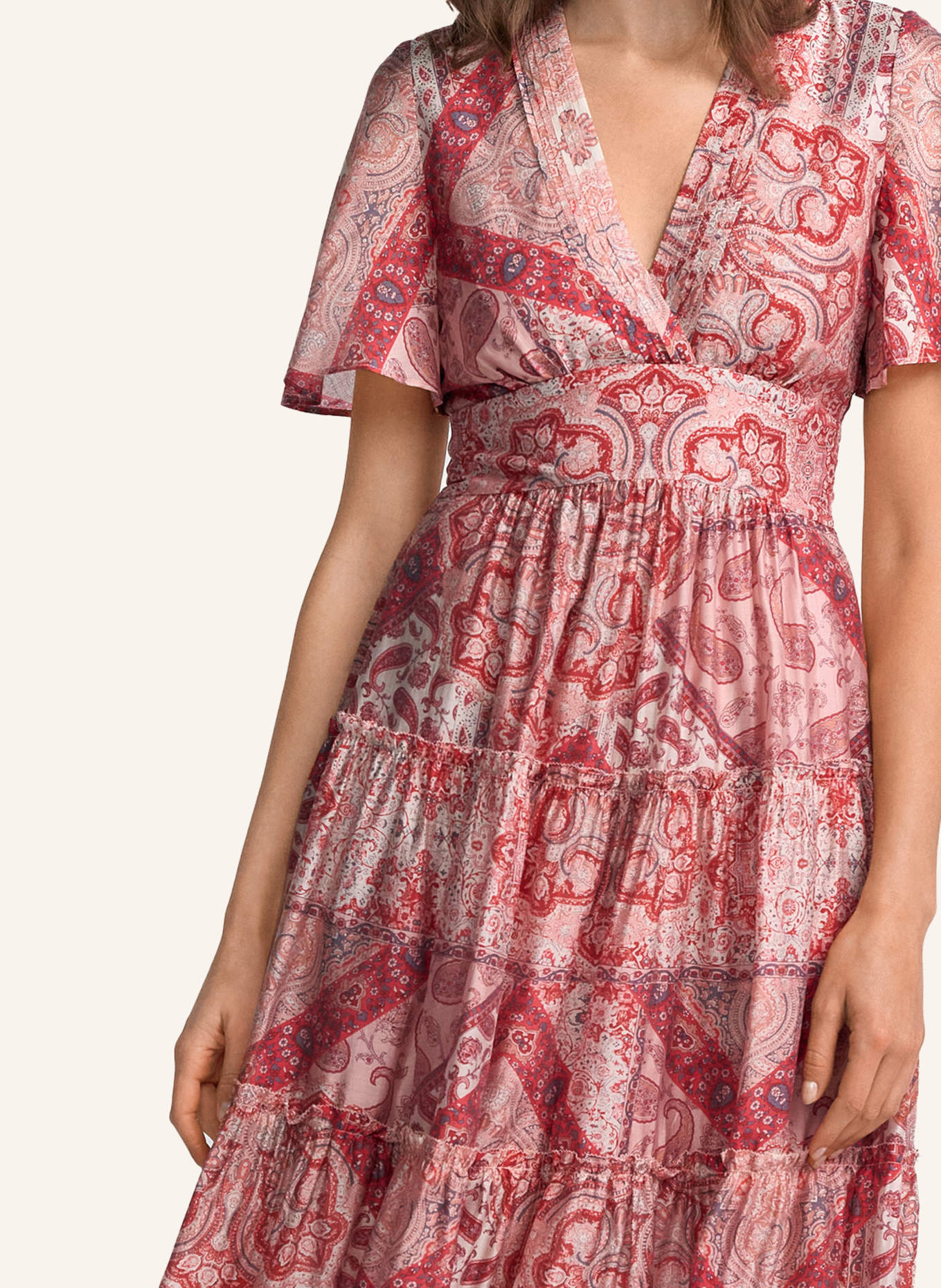 CLAIRE LUISE Langes Kleid mit Paisleymuster: ROT