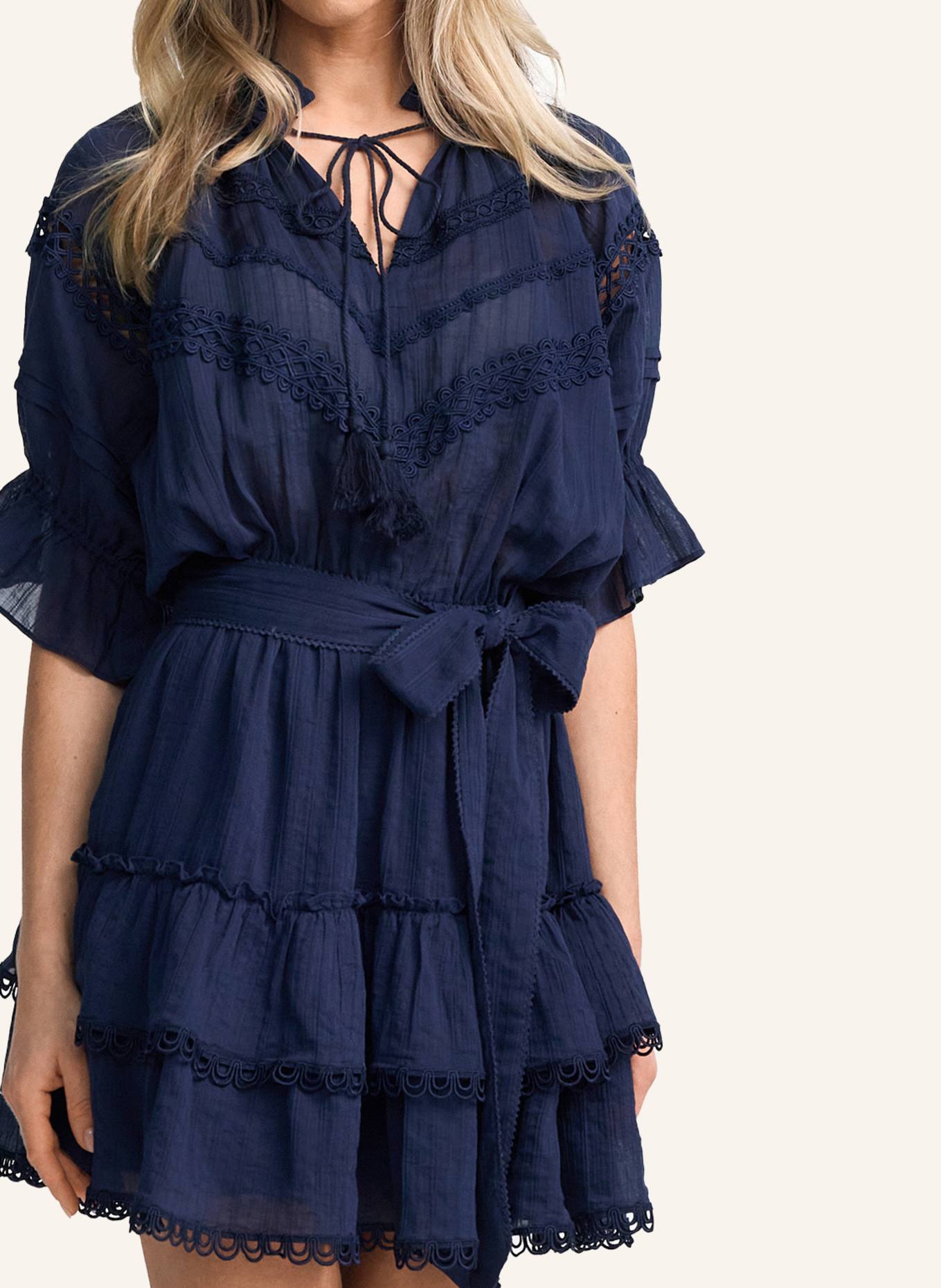 CLAIRE LUISE Wickelkleid mit Ballonärmeln: BLAU