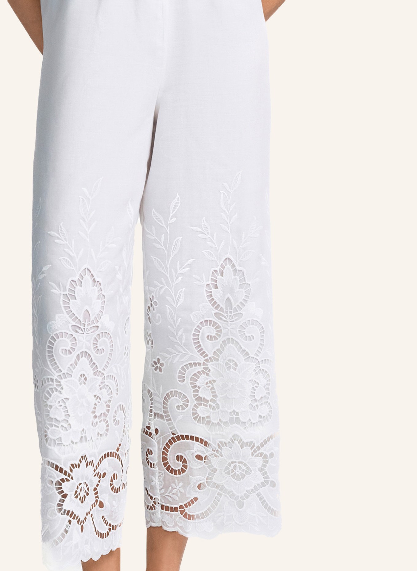 CLAIRE LUISE Hose mit Lochstickerei: ECRU