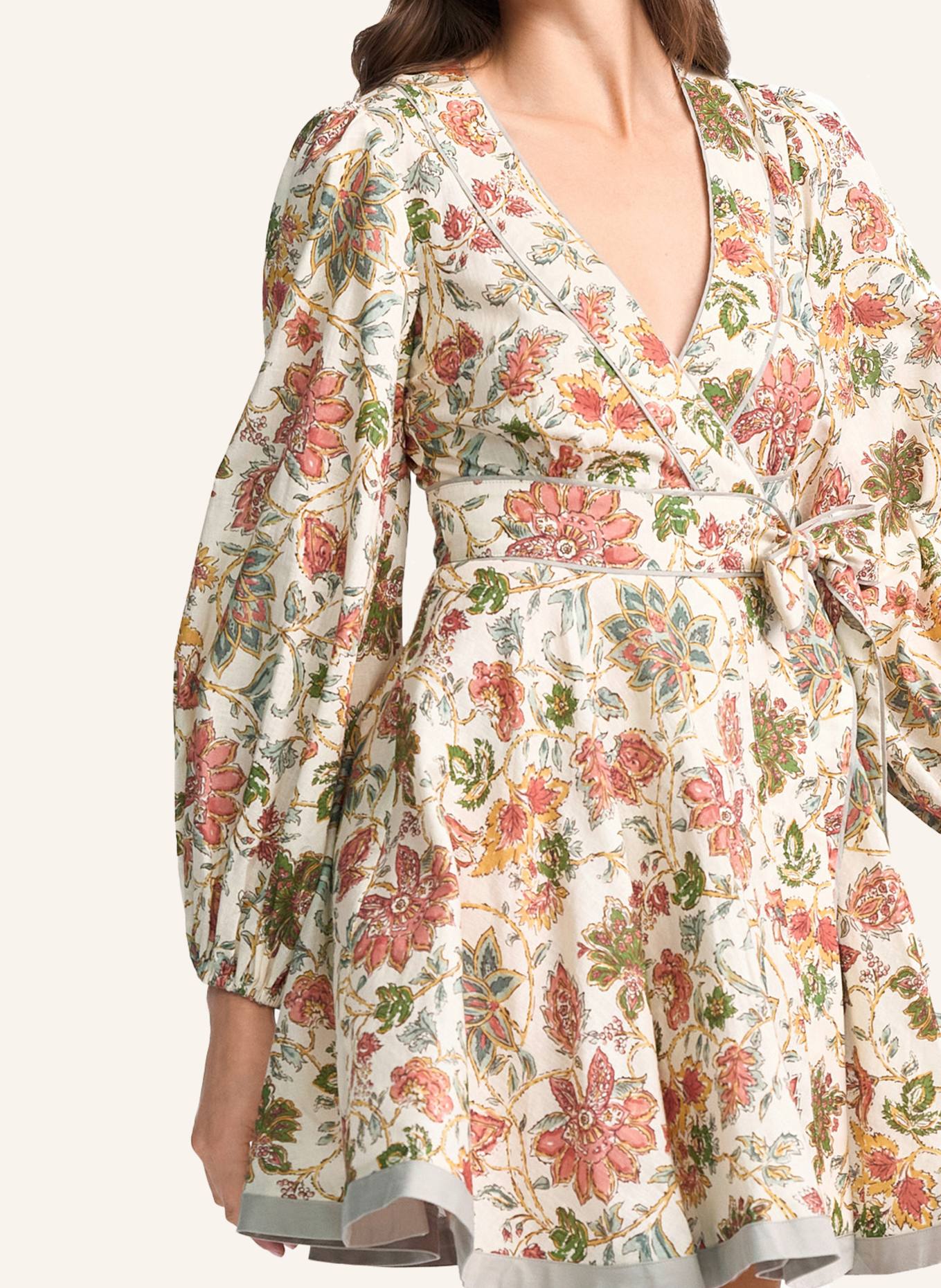 CLAIRE LUISE Florales Kleid mit Schleife: BEIGE