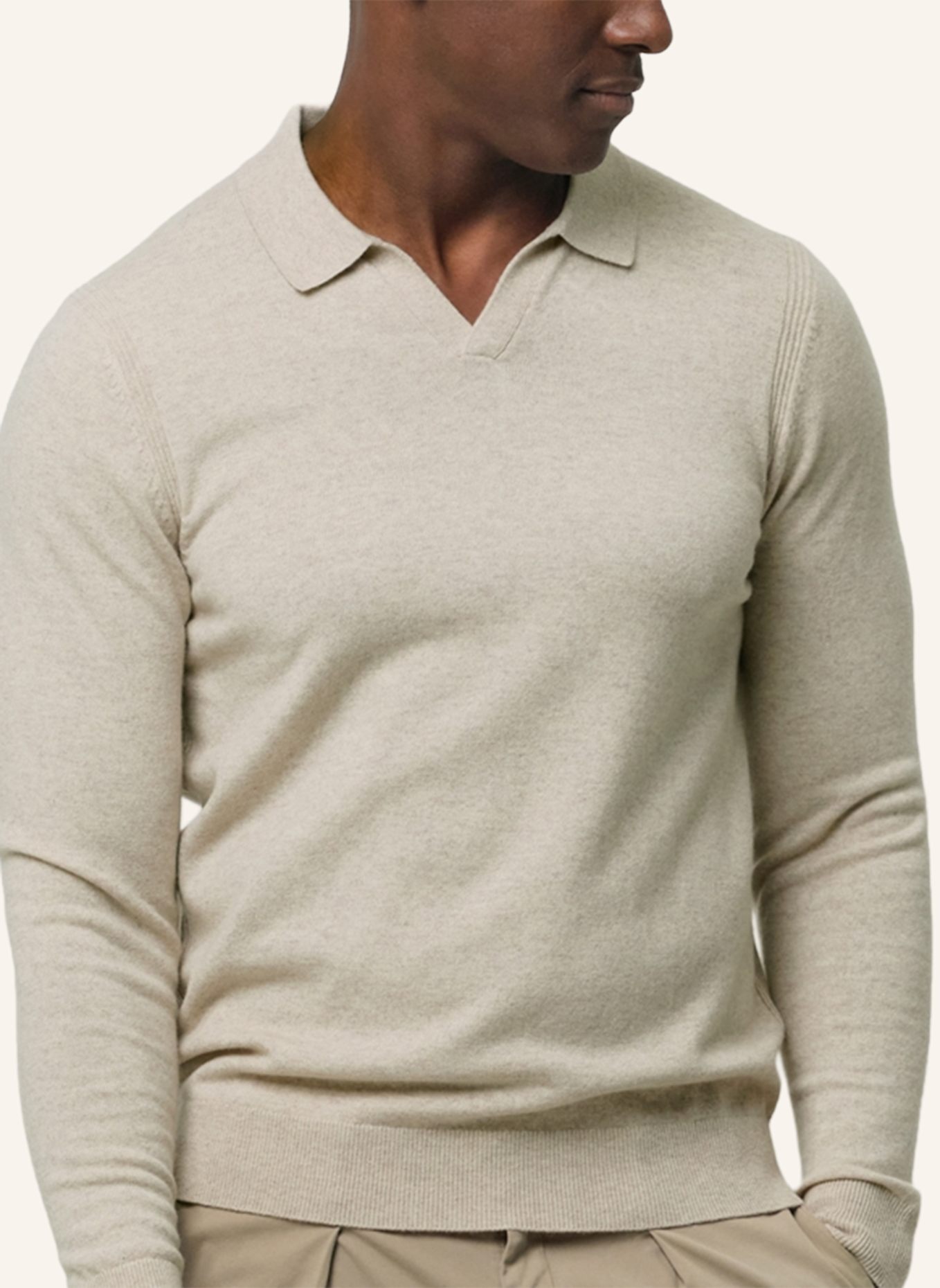 PROFUOMO Polo Langarm: HELLBRAUN