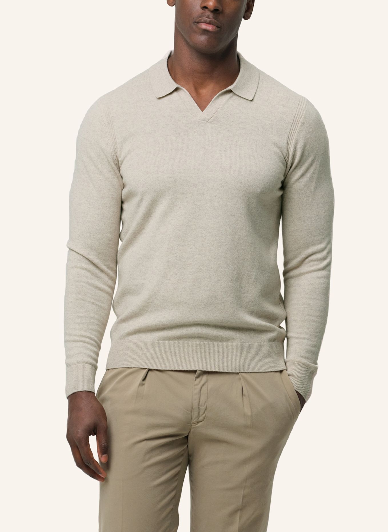 PROFUOMO Polo Langarm: HELLBRAUN