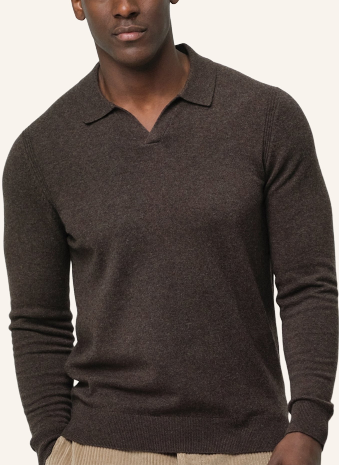 PROFUOMO Polo Langarm: BRAUN