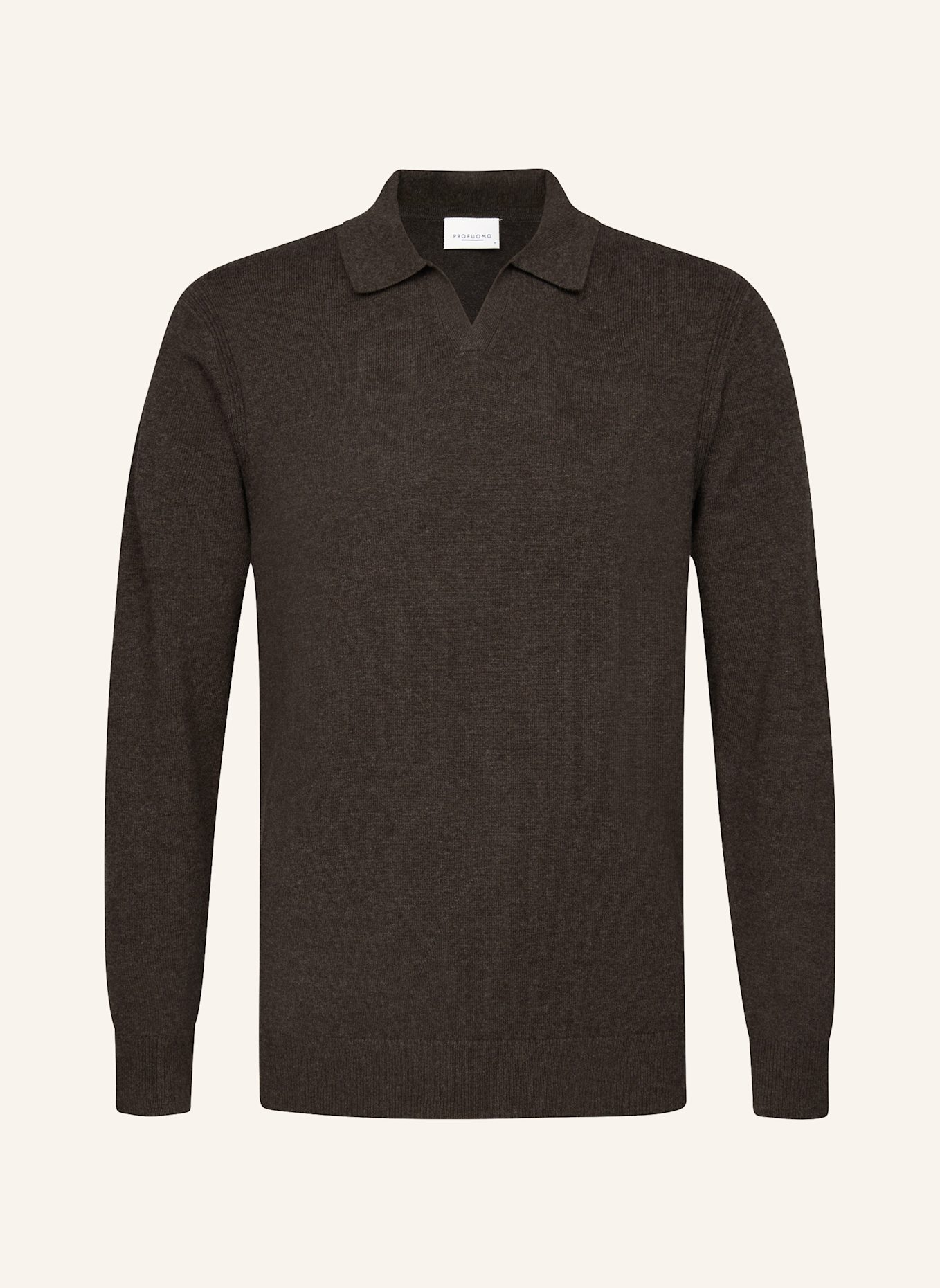 PROFUOMO Polo Langarm: BRAUN