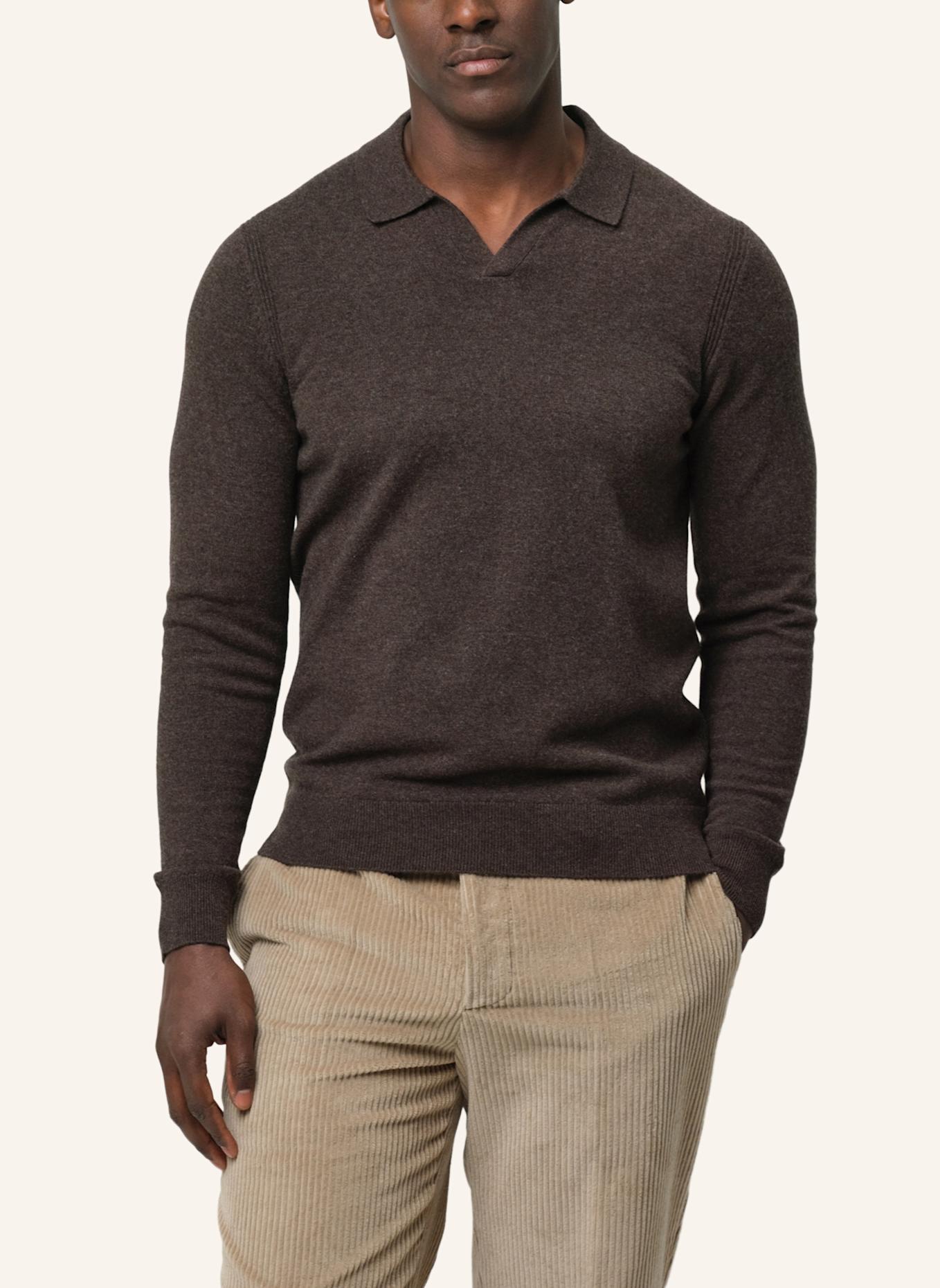 PROFUOMO Polo Langarm: BRAUN