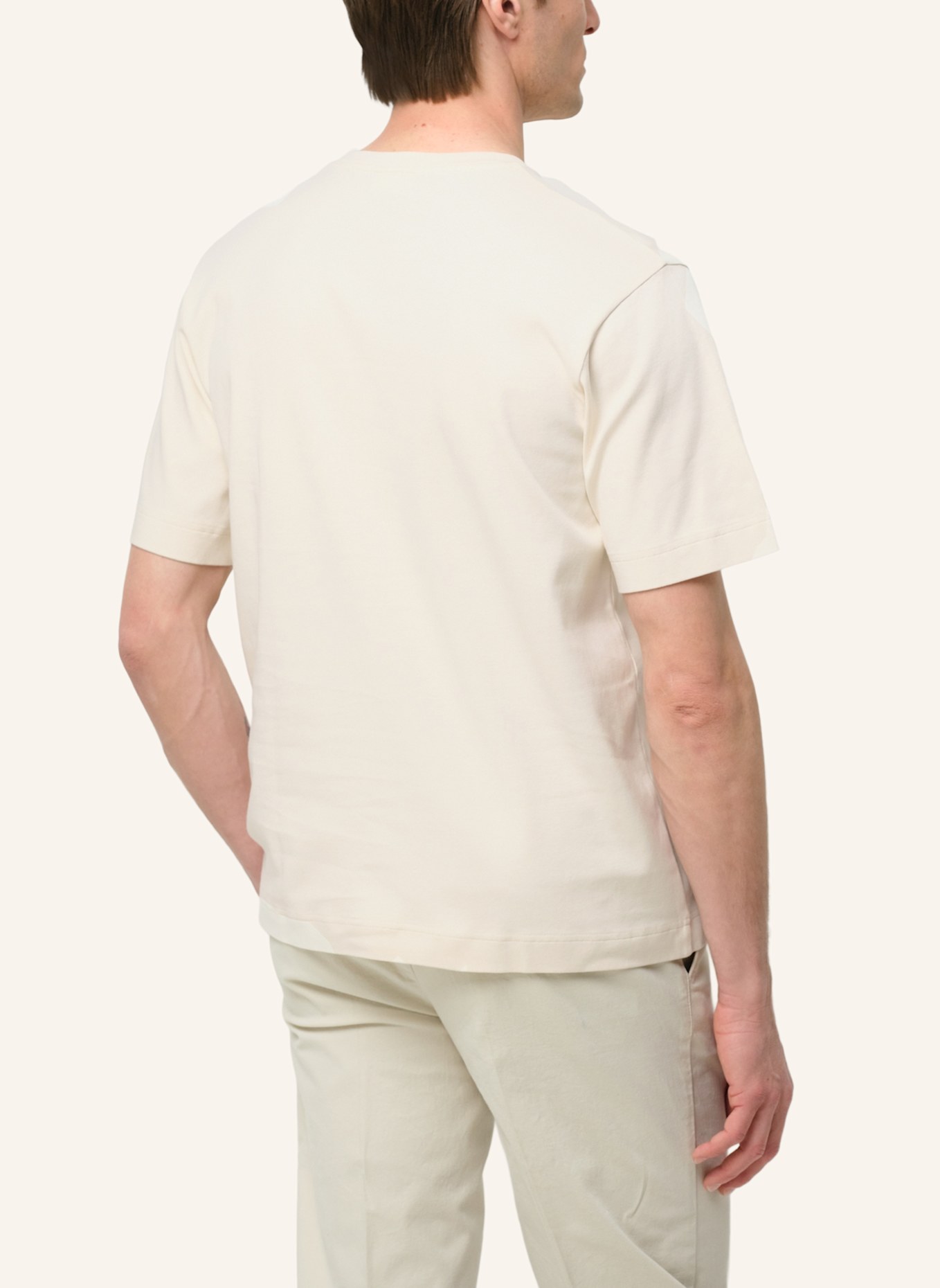 PROFUOMO T-Shirt kurzarm: WEISS/ BEIGE