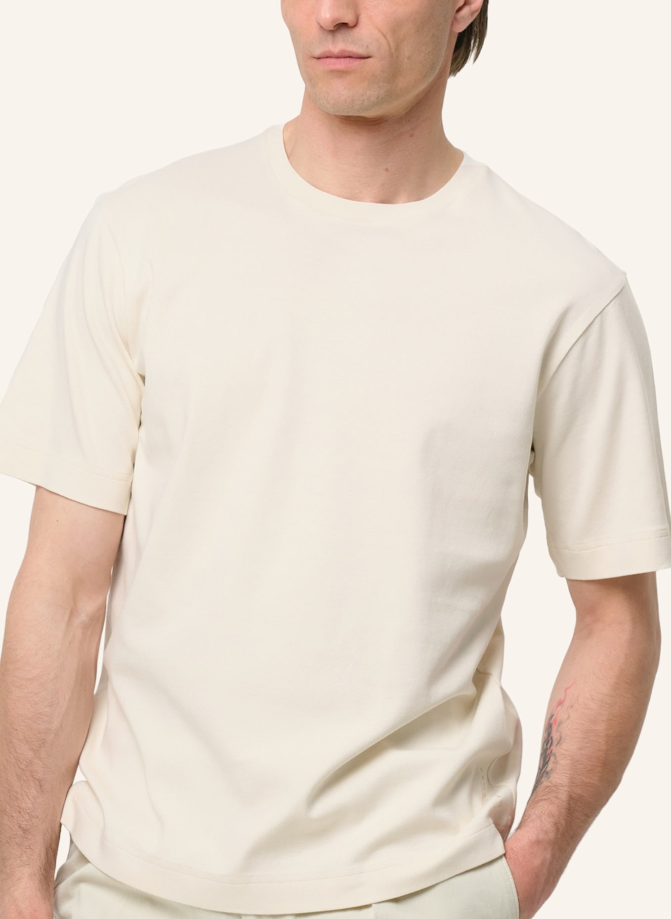 PROFUOMO T-Shirt kurzarm: WEISS/ BEIGE