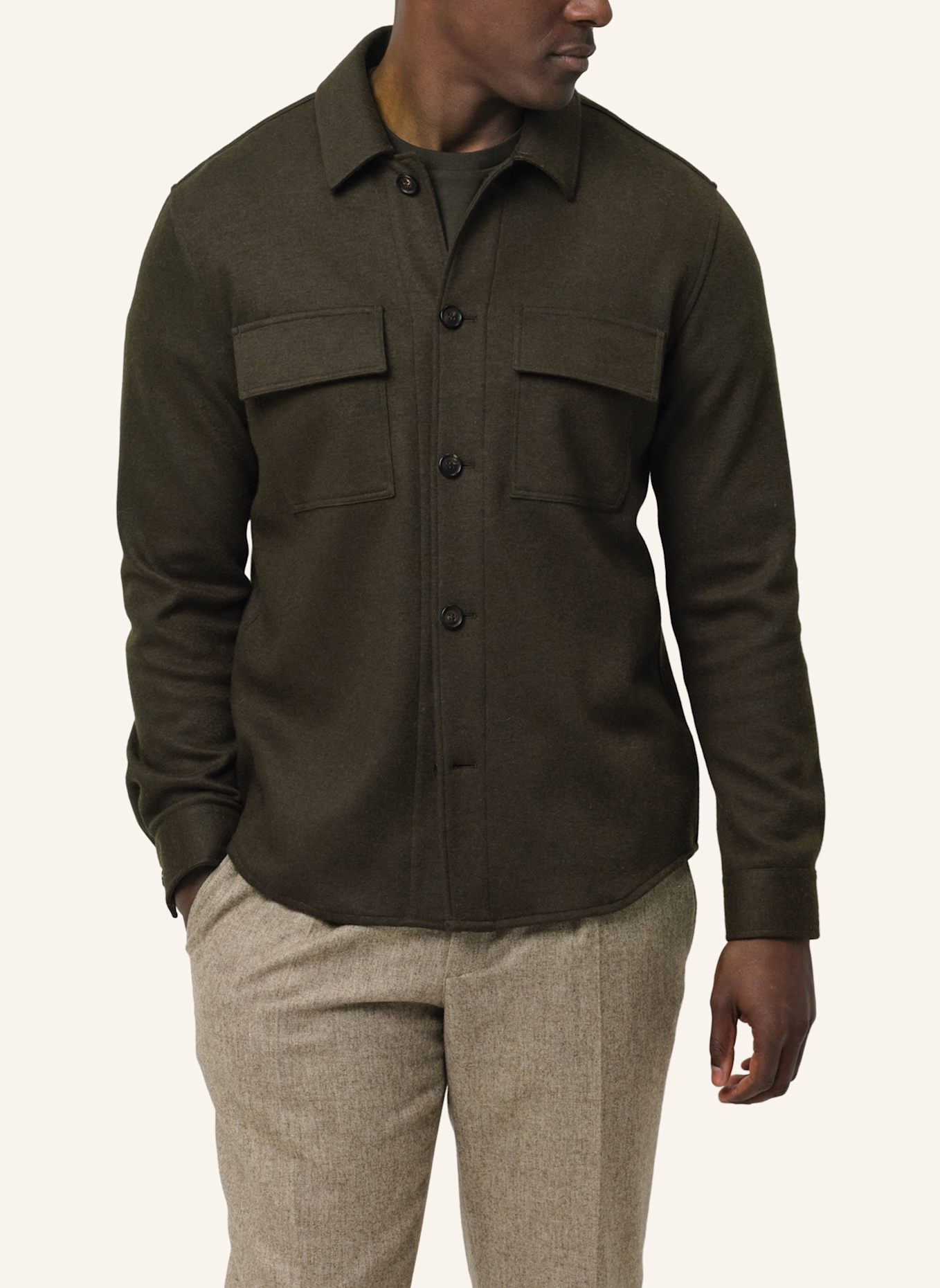 PROFUOMO Herren Overshirt: DUNKELGRÜN