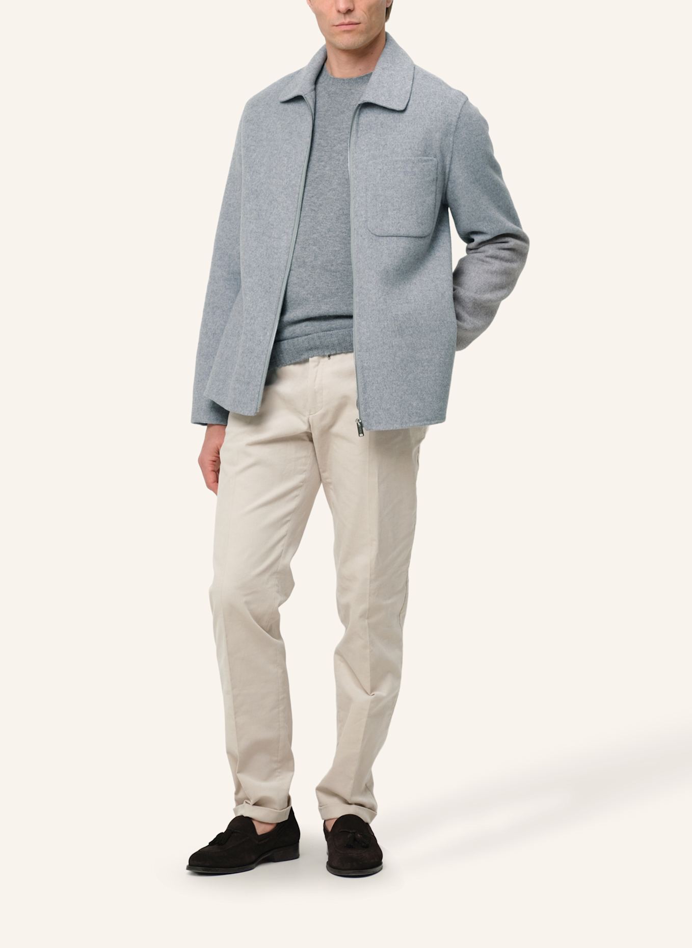 PROFUOMO Herren Overshirt: HELLGRAU