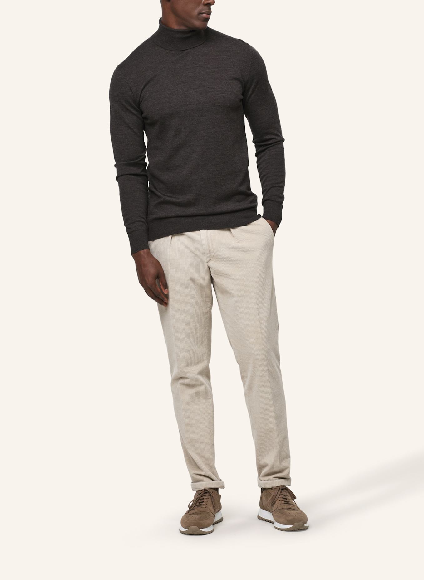 PROFUOMO Herren Rollkragenpullover: DUNKELBRAUN