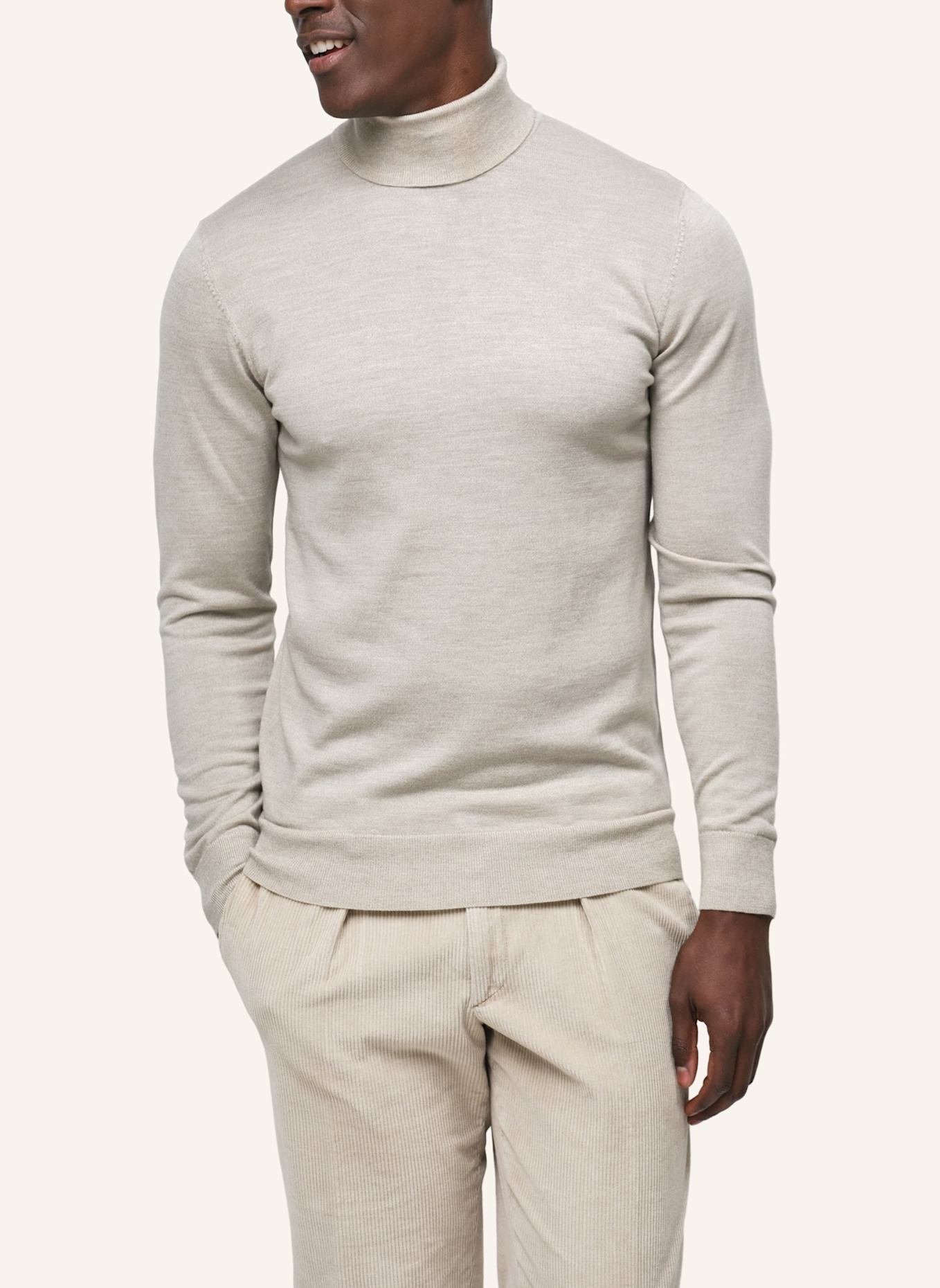 PROFUOMO Herren Rollkragenpullover: BEIGE