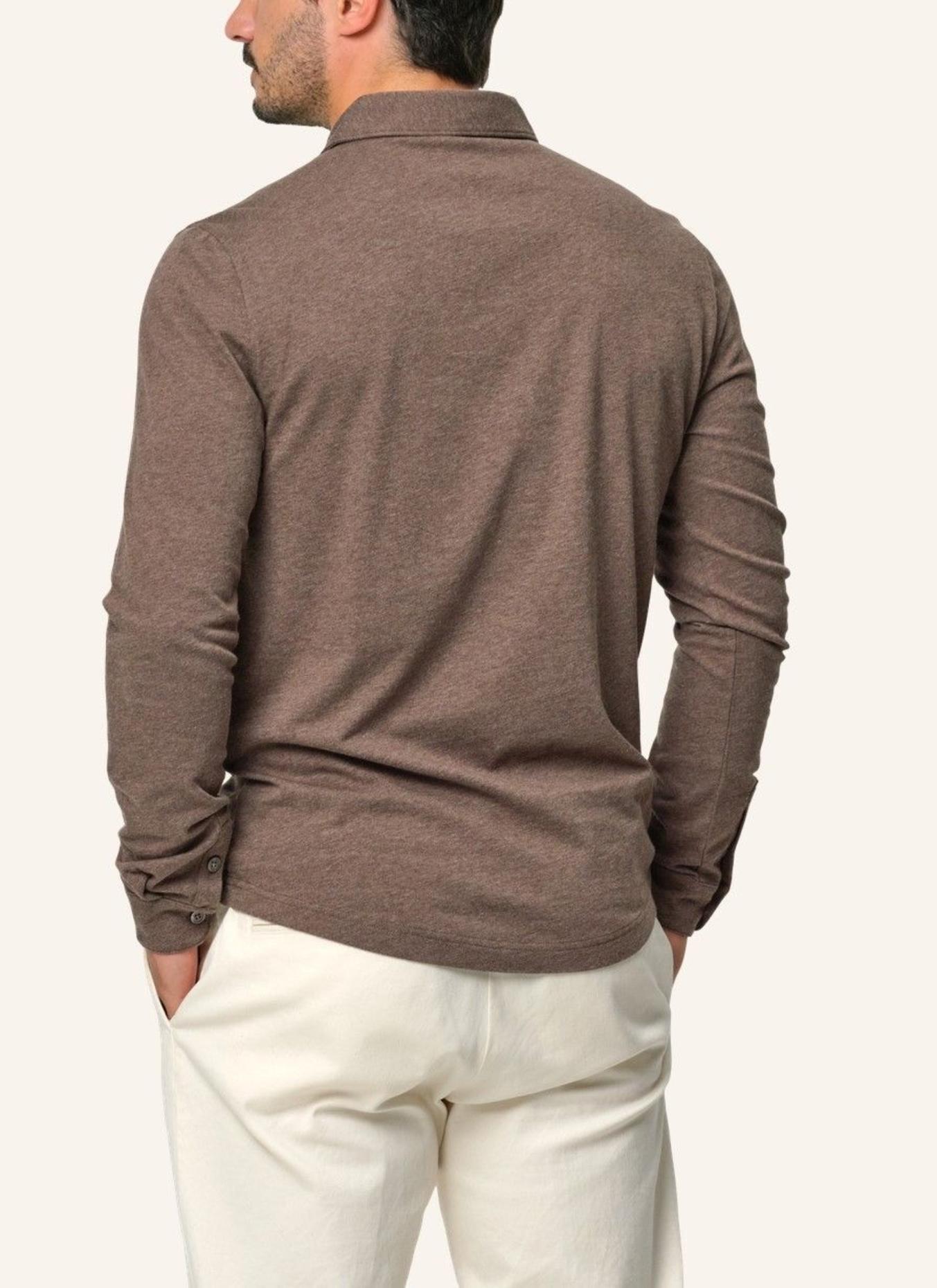 PROFUOMO Polo Langarm: DUNKELBRAUN