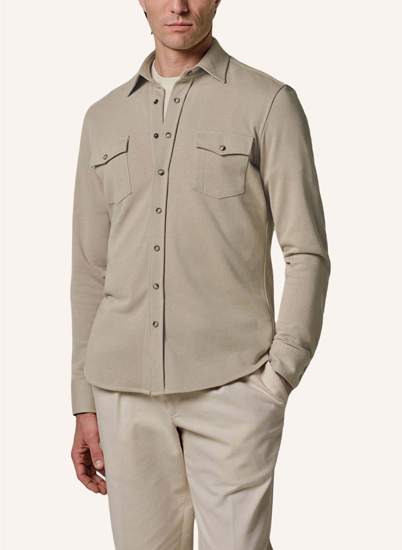 PROFUOMO Solid overshirt: BEIGE/ CREME