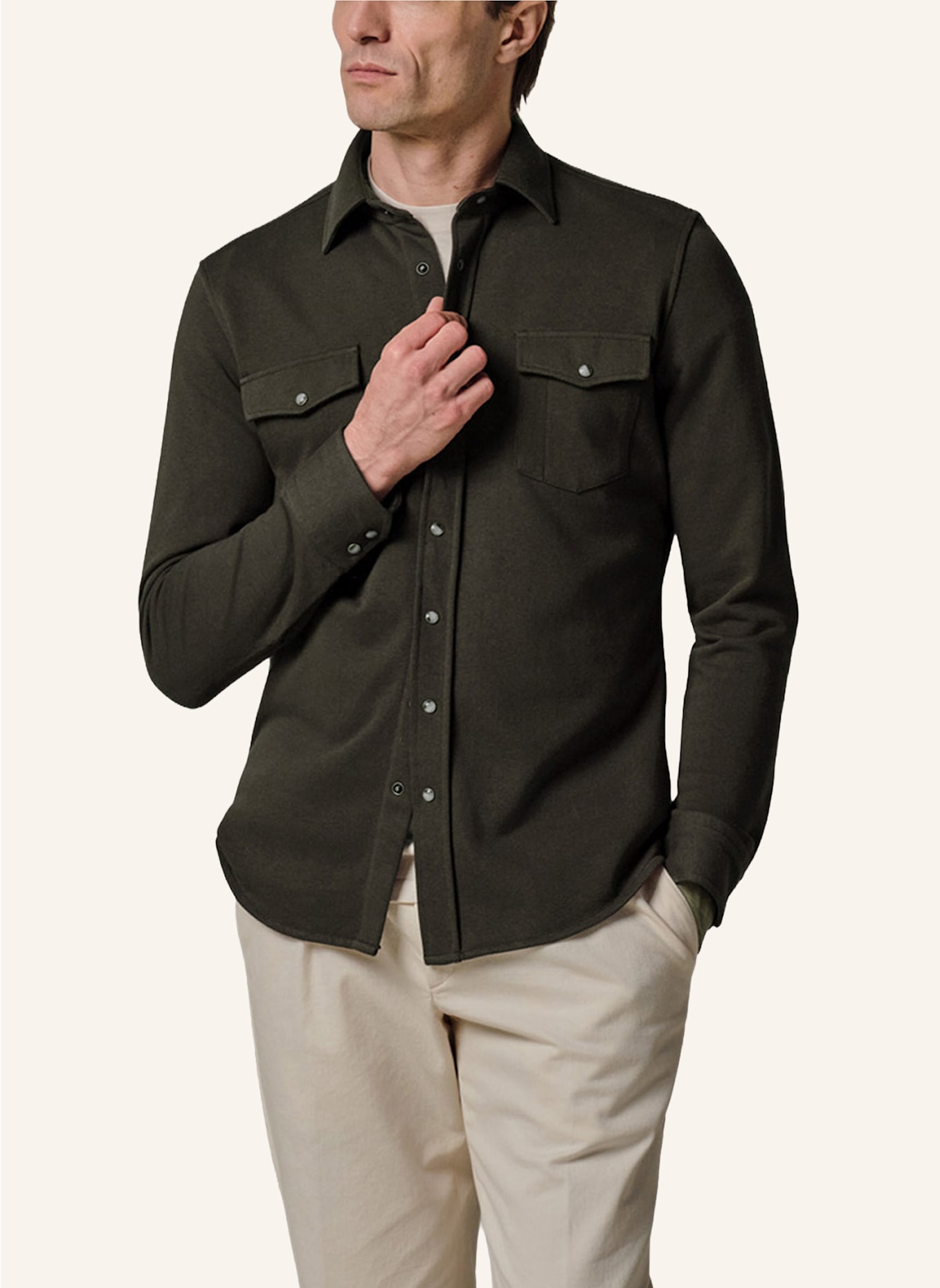 PROFUOMO Solid overshirt: DUNKELGRÜN