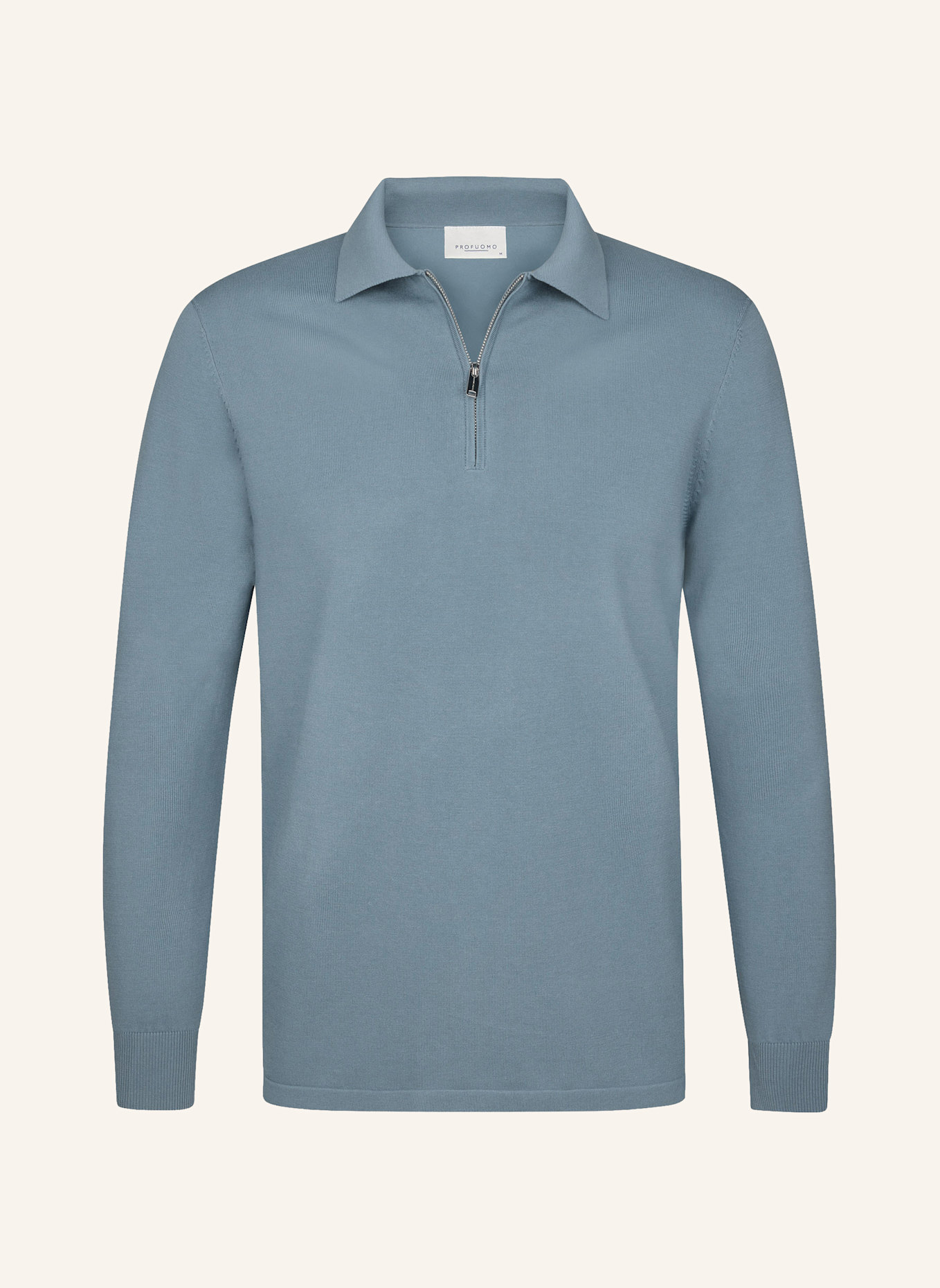 PROFUOMO Polo Langarm: BLAUGRAU