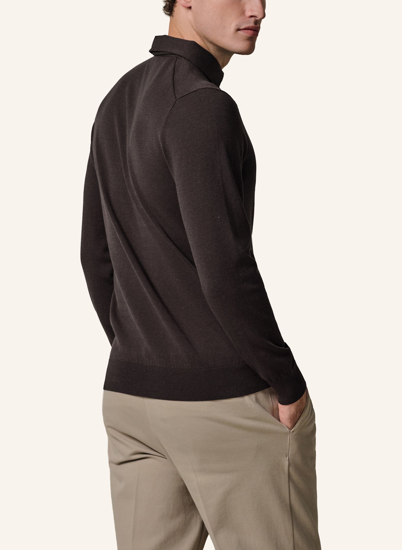 PROFUOMO Polo Langarm: DUNKELBRAUN