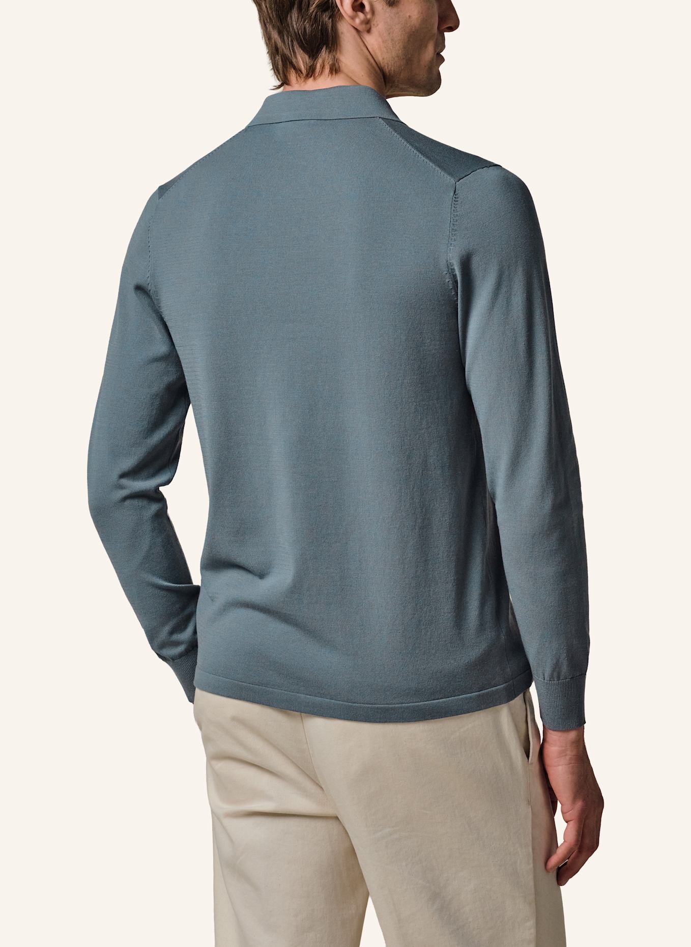 PROFUOMO Polo Langarm: BLAUGRAU