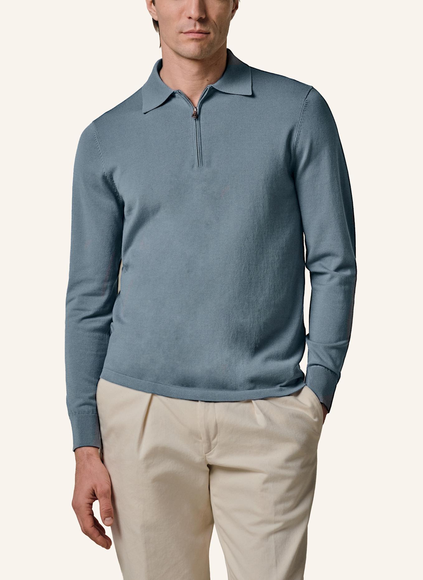 PROFUOMO Polo Langarm: BLAUGRAU