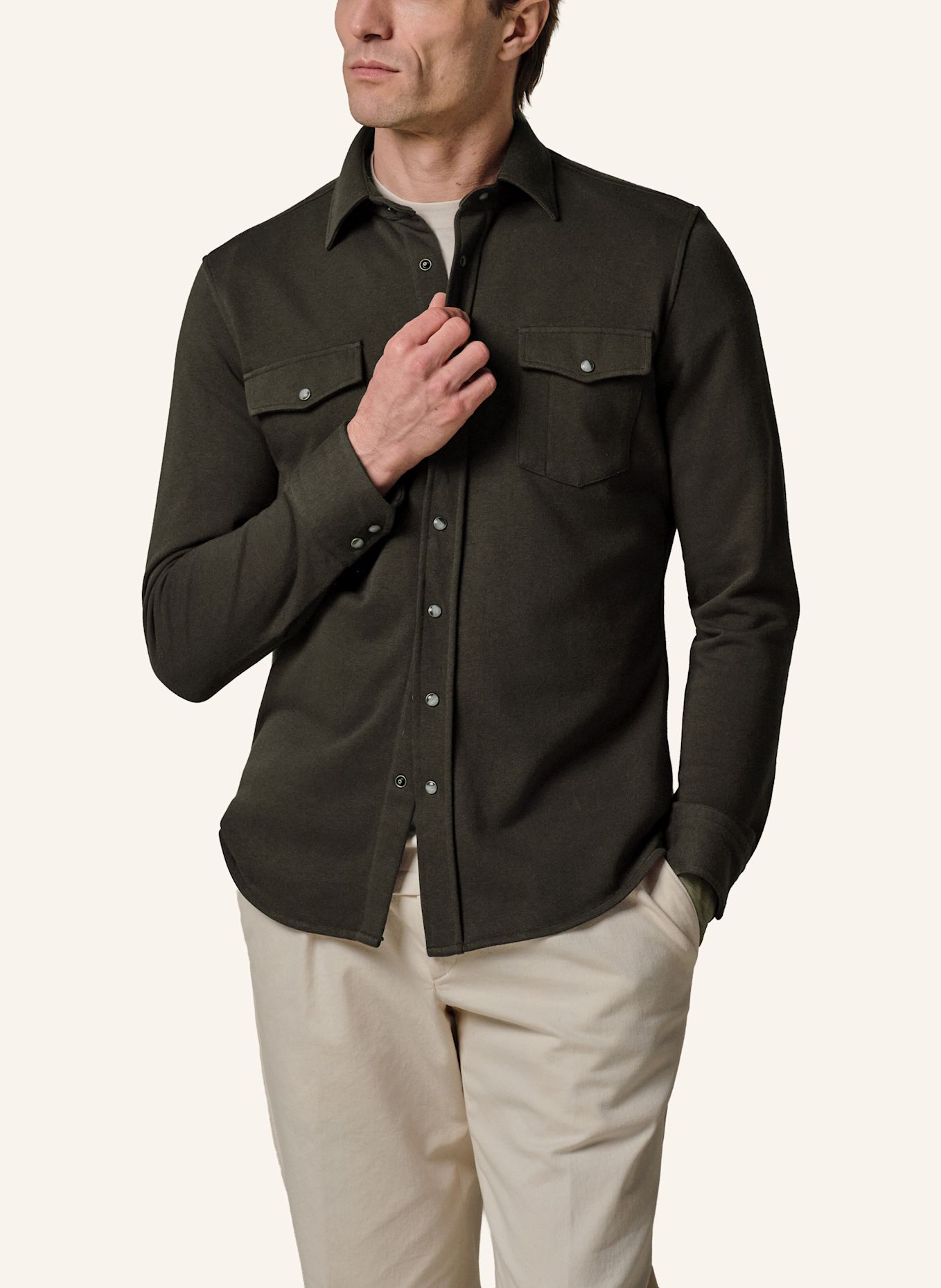 PROFUOMO Solid overshirt: DUNKELGRÜN
