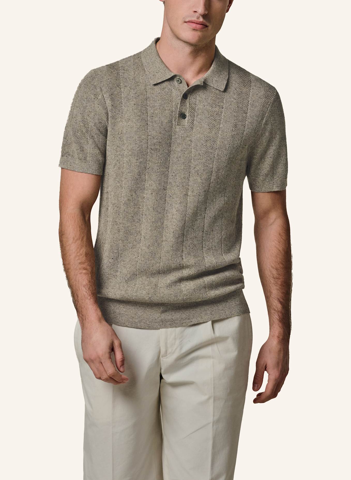 PROFUOMO Polo kurzarm: CREME/ BEIGE