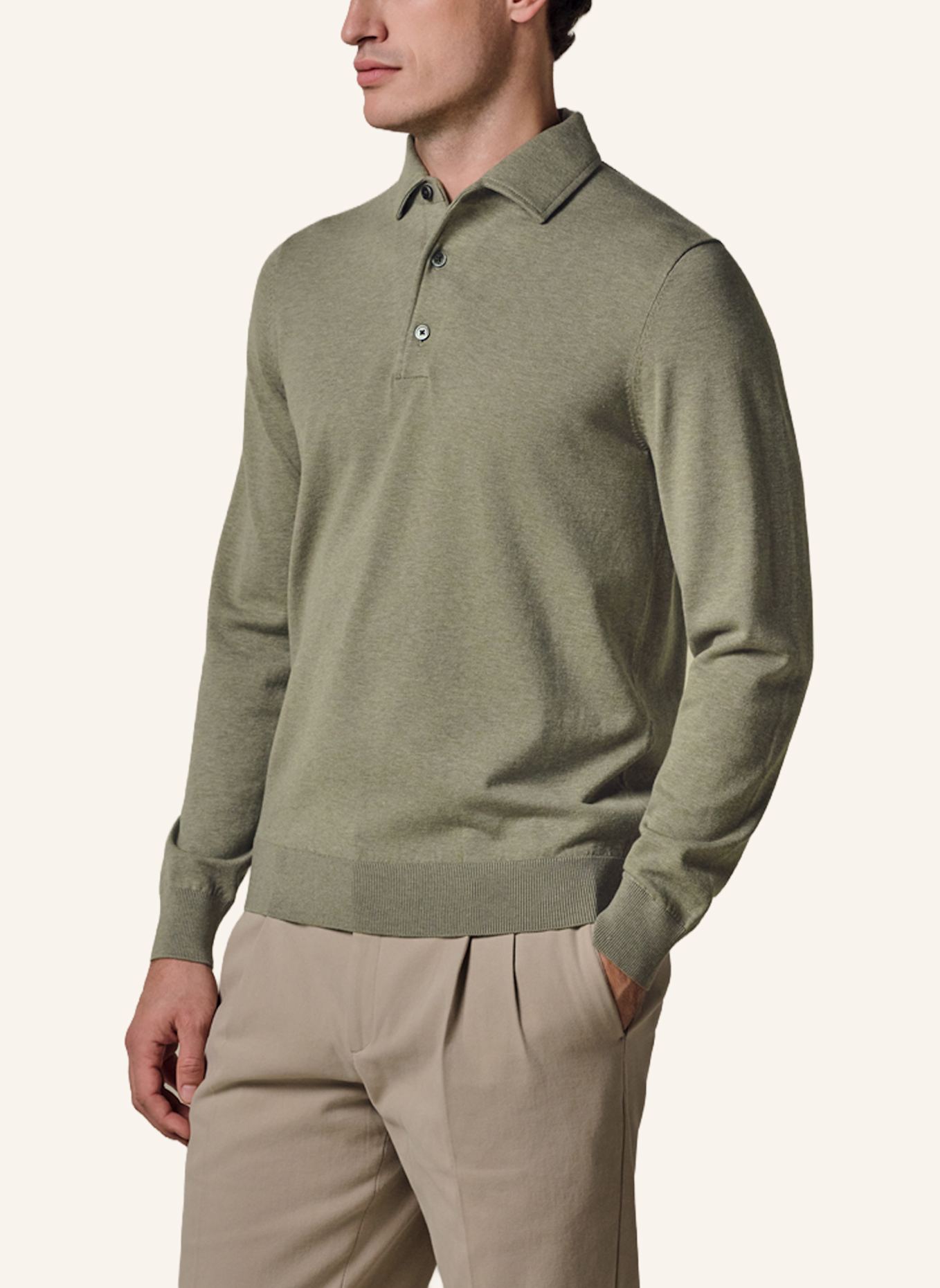 PROFUOMO Polo Langarm: GRÜN