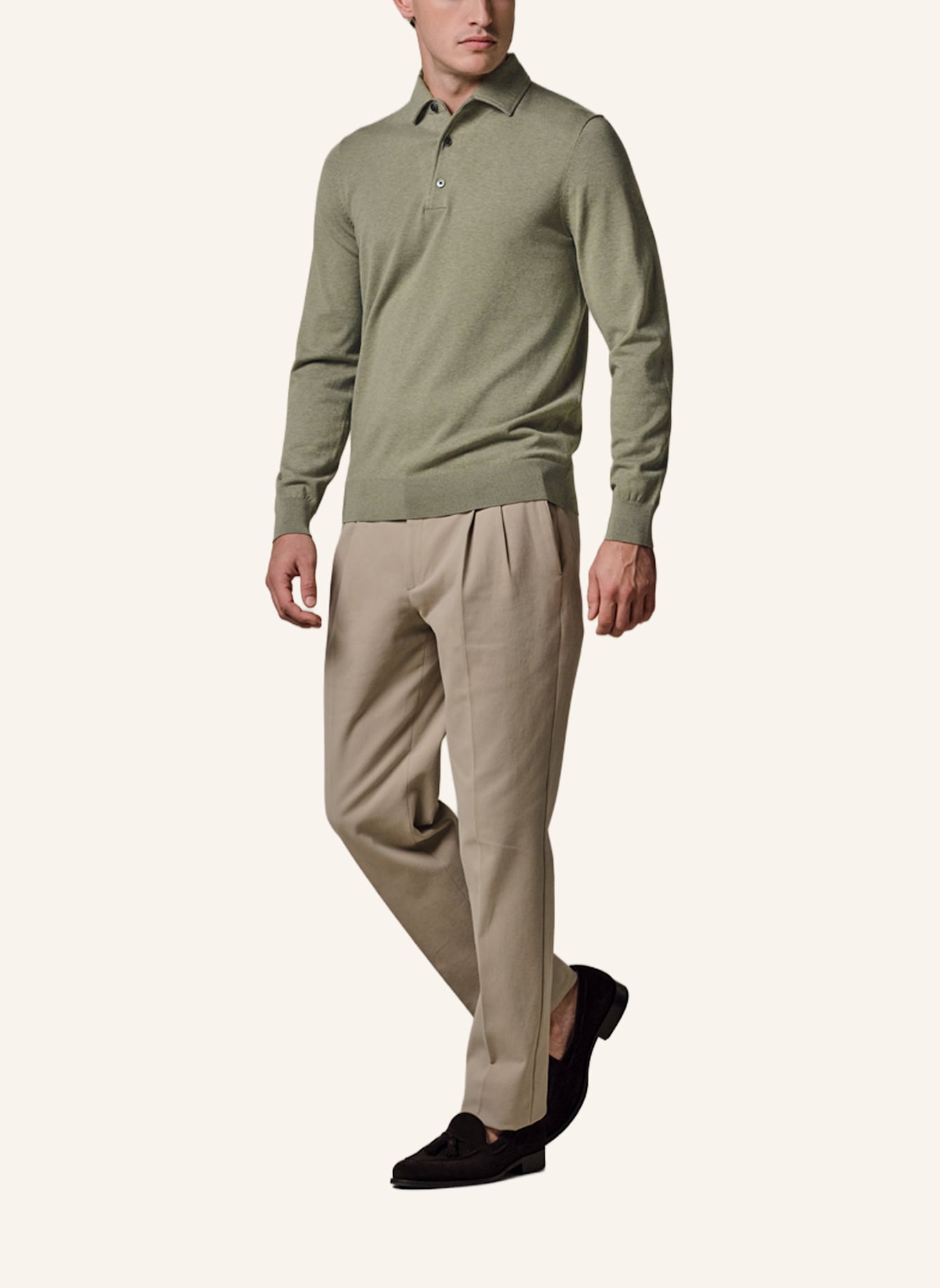 PROFUOMO Polo Langarm: GRÜN