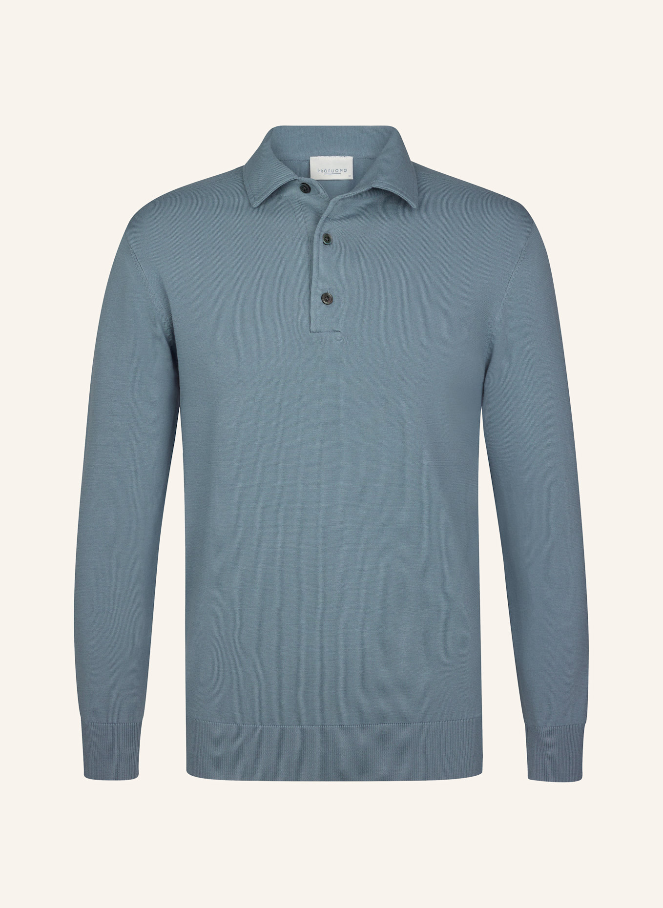 PROFUOMO Polo Langarm: BLAUGRAU