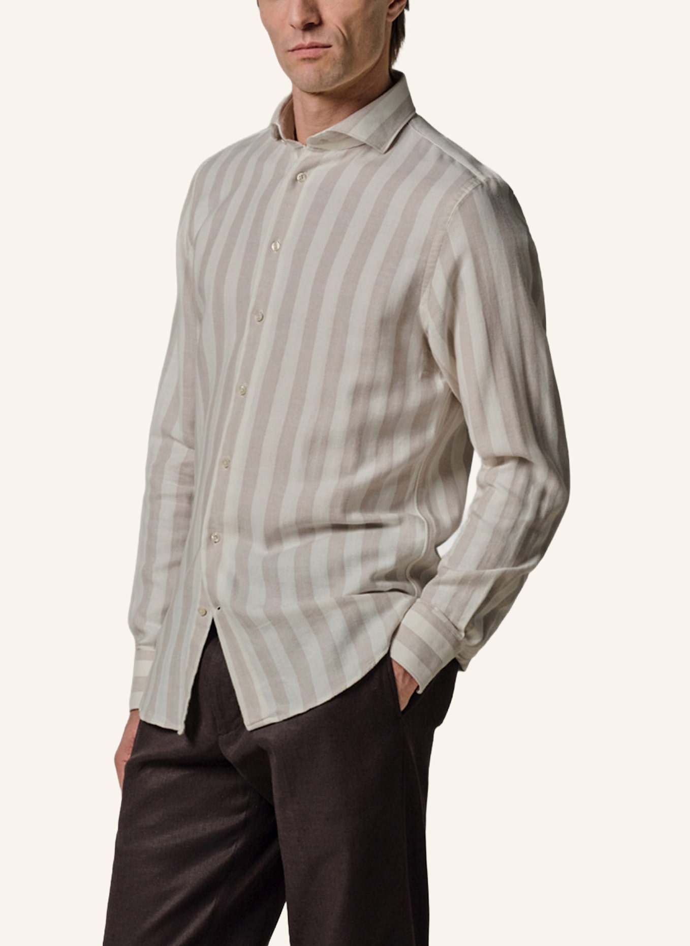 PROFUOMO Hemd Slim Fit: BEIGE/ CREME/ NUDE/ WEISS/ TAUPE