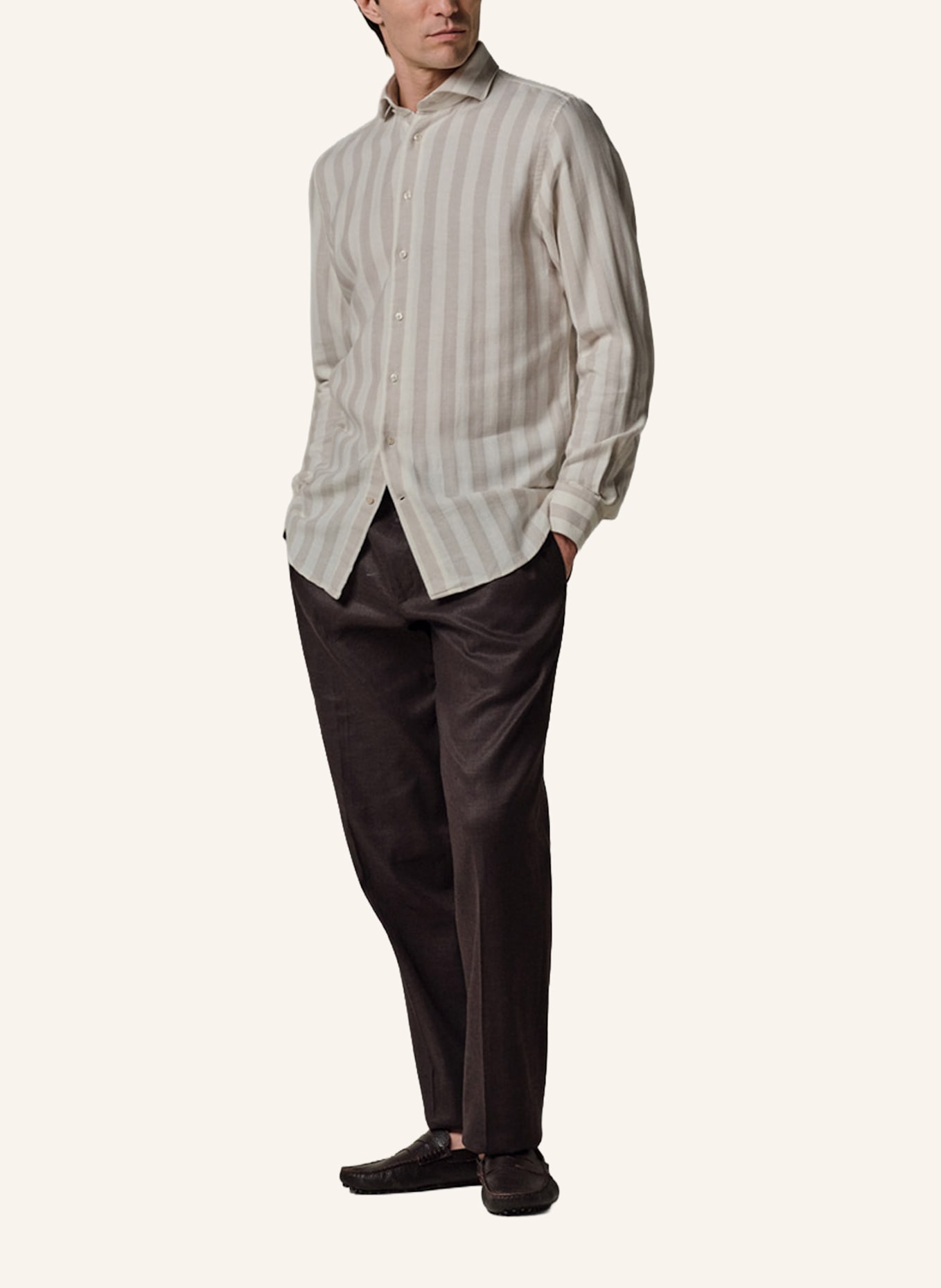 PROFUOMO Hemd Slim Fit: BEIGE/ CREME/ NUDE/ WEISS/ TAUPE