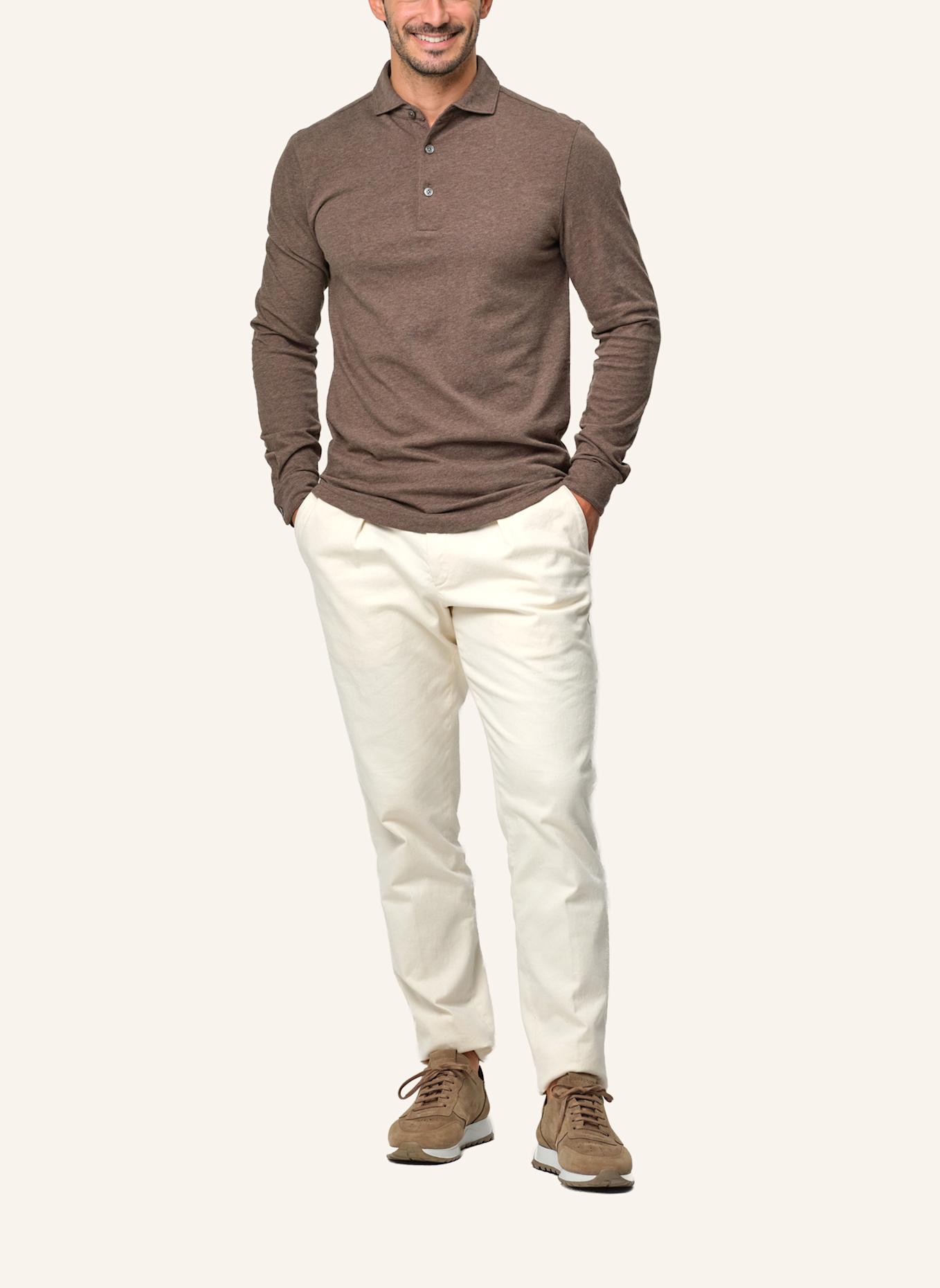 PROFUOMO Polo Langarm: DUNKELBRAUN