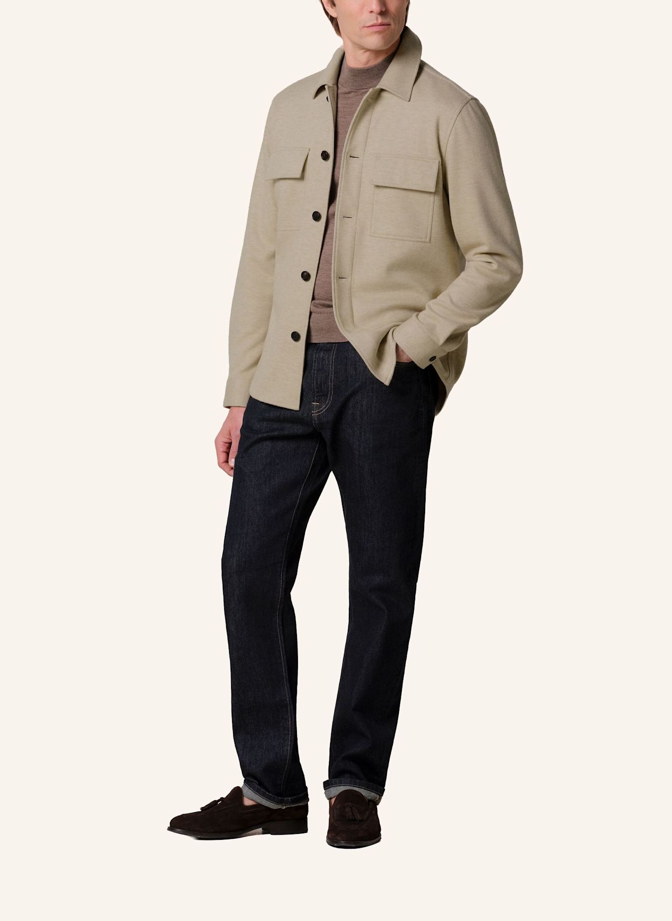 PROFUOMO Solid overshirt: BEIGE/ CREME