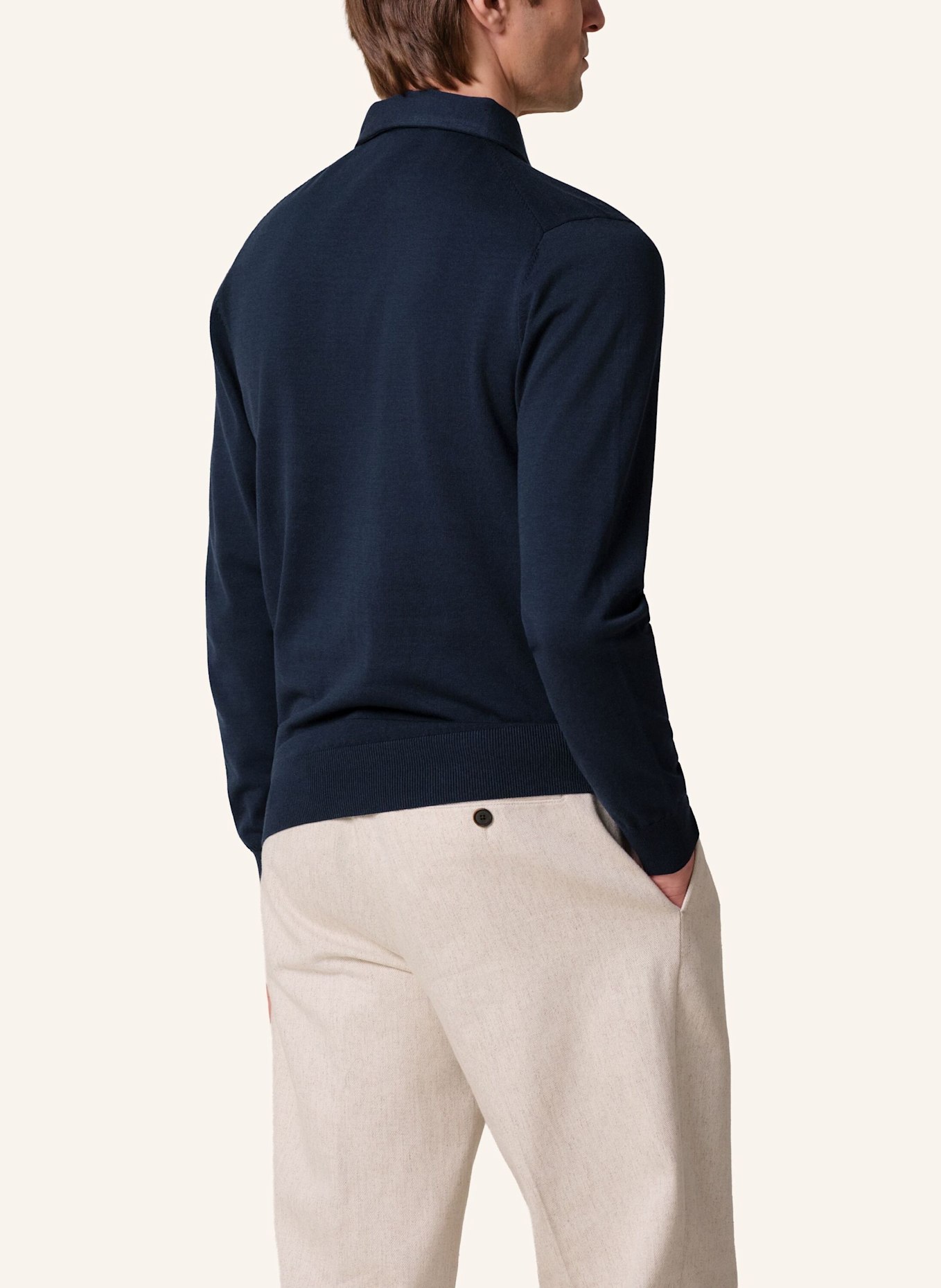 PROFUOMO Polo Langarm: DUNKELBLAU