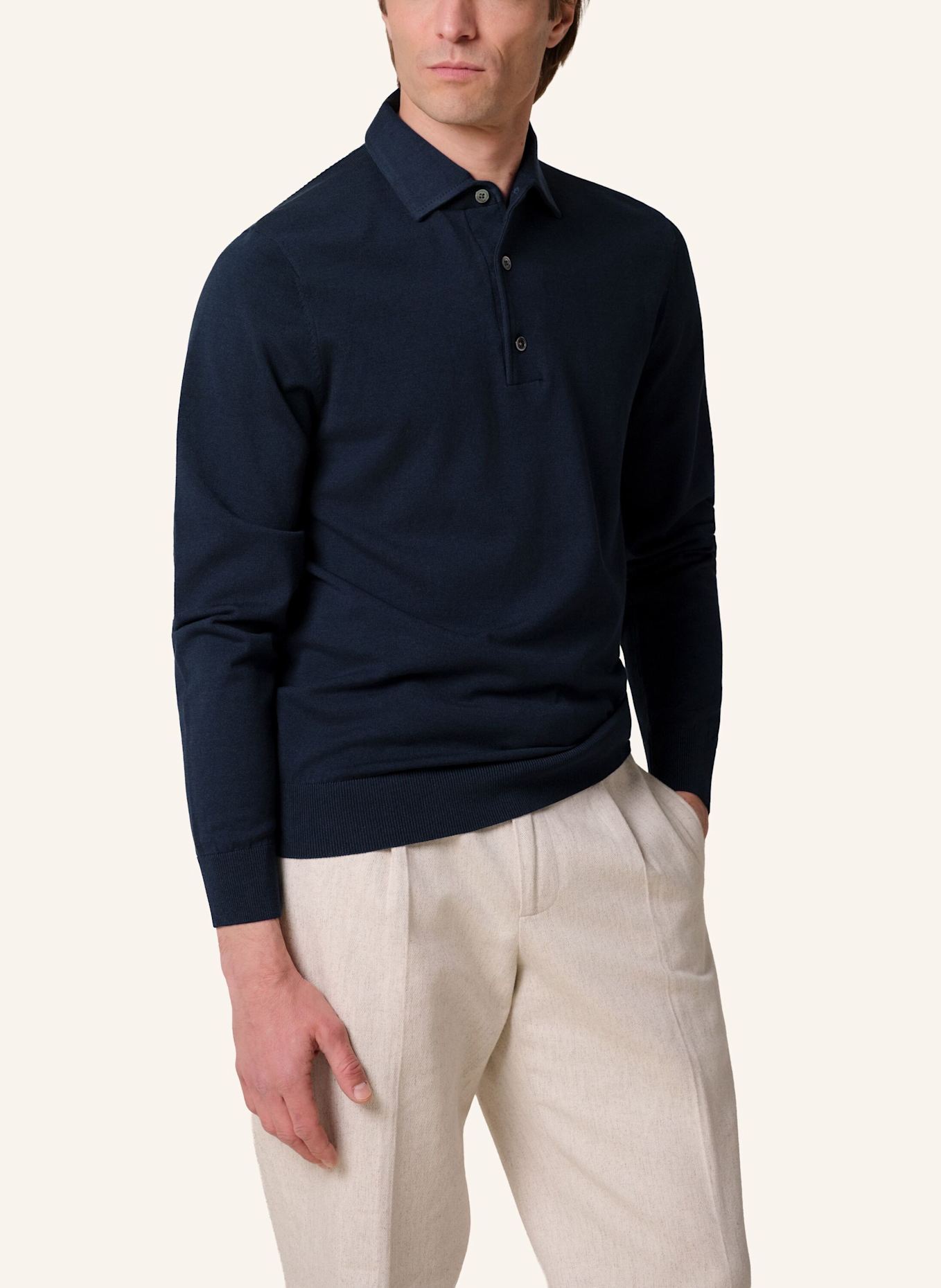 PROFUOMO Polo Langarm: DUNKELBLAU
