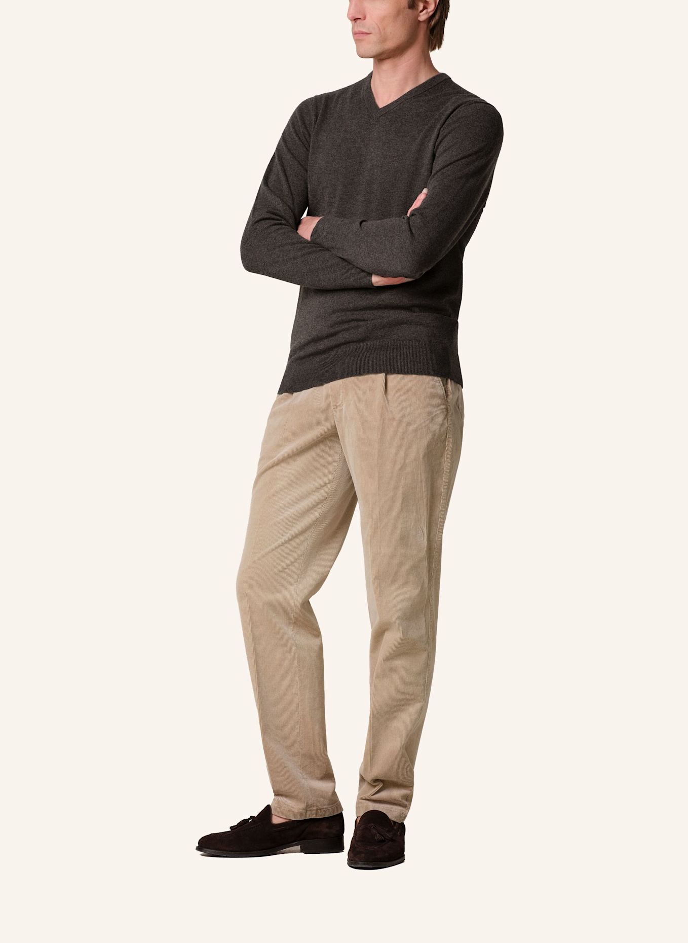 PROFUOMO Pullover v-ausschnitt: BRAUN