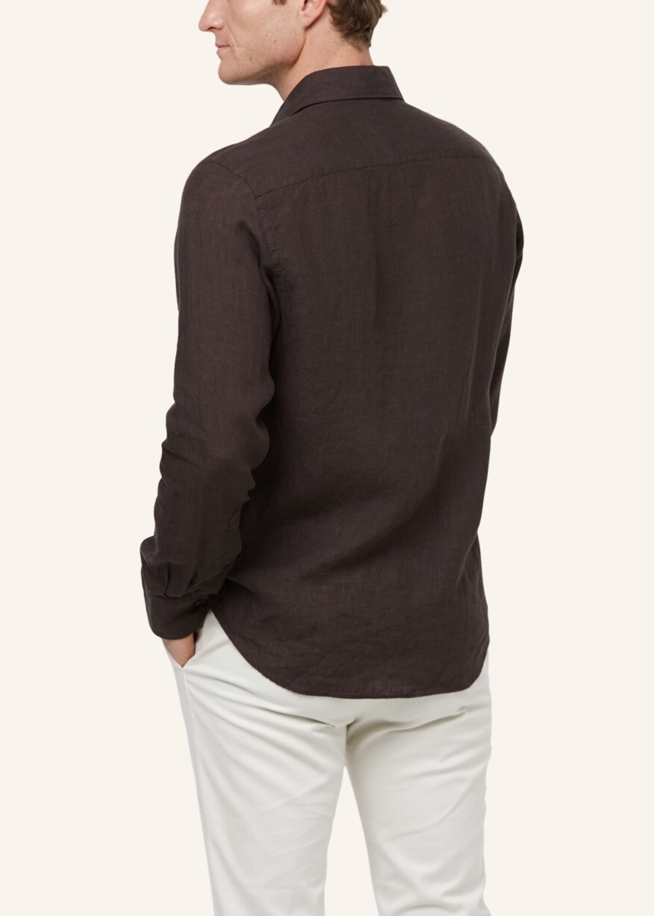 PROFUOMO Leinenhemd Slim Fit, Farbe: DUNKELBRAUN (Bild 2)