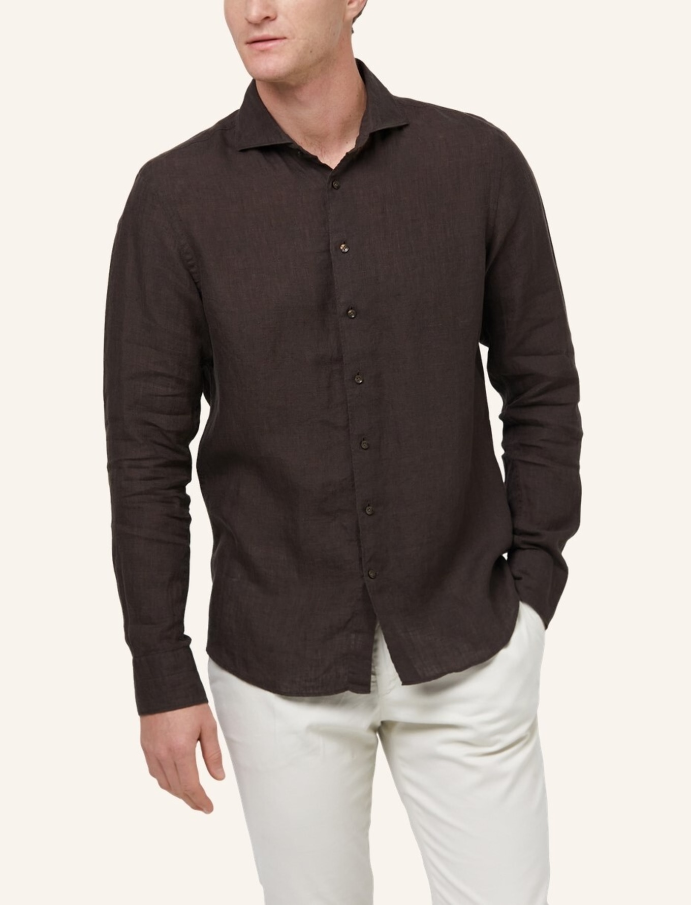 PROFUOMO Leinenhemd Slim Fit, Farbe: DUNKELBRAUN (Bild 3)