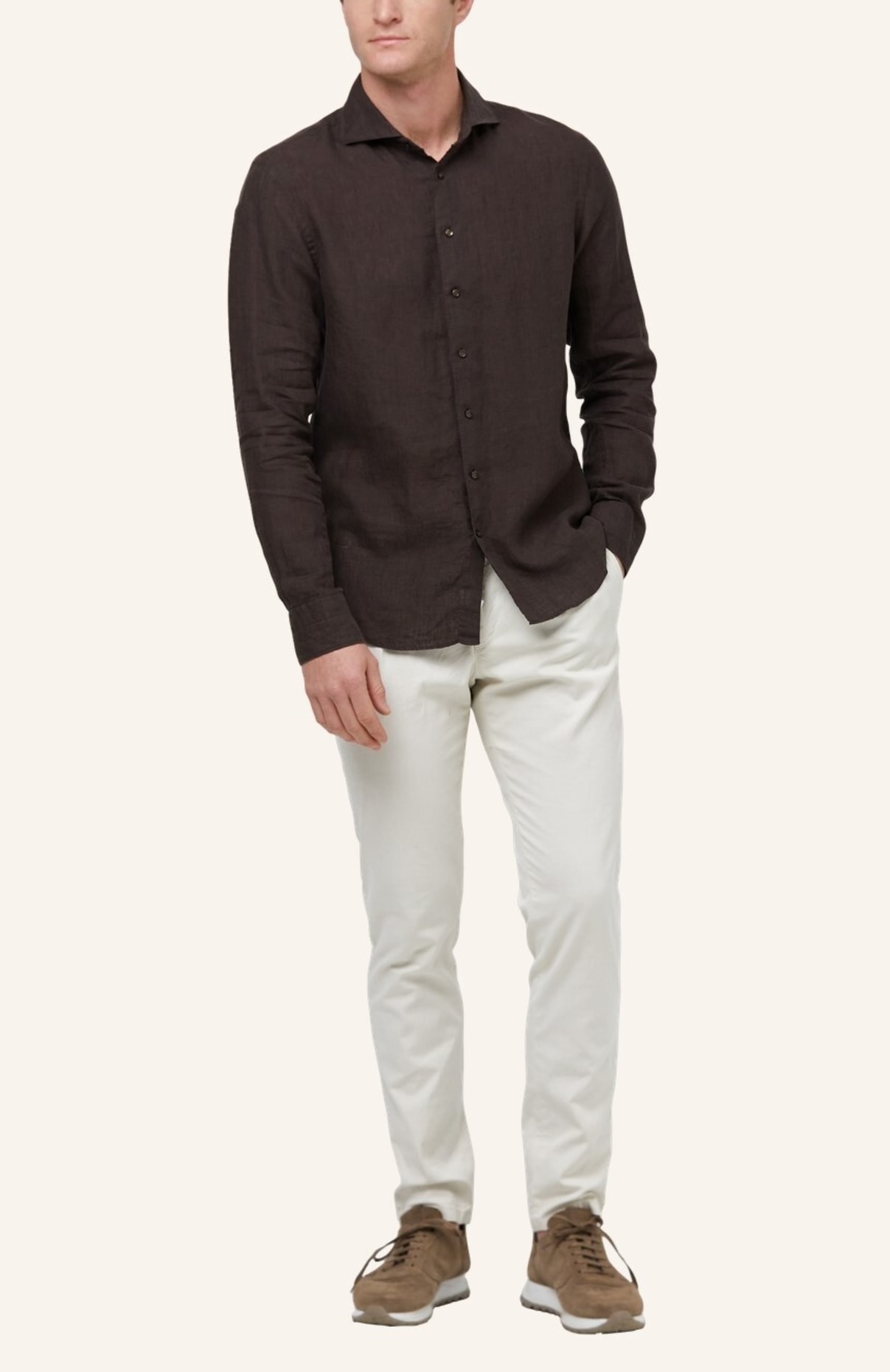 PROFUOMO Leinenhemd Slim Fit, Farbe: DUNKELBRAUN (Bild 4)