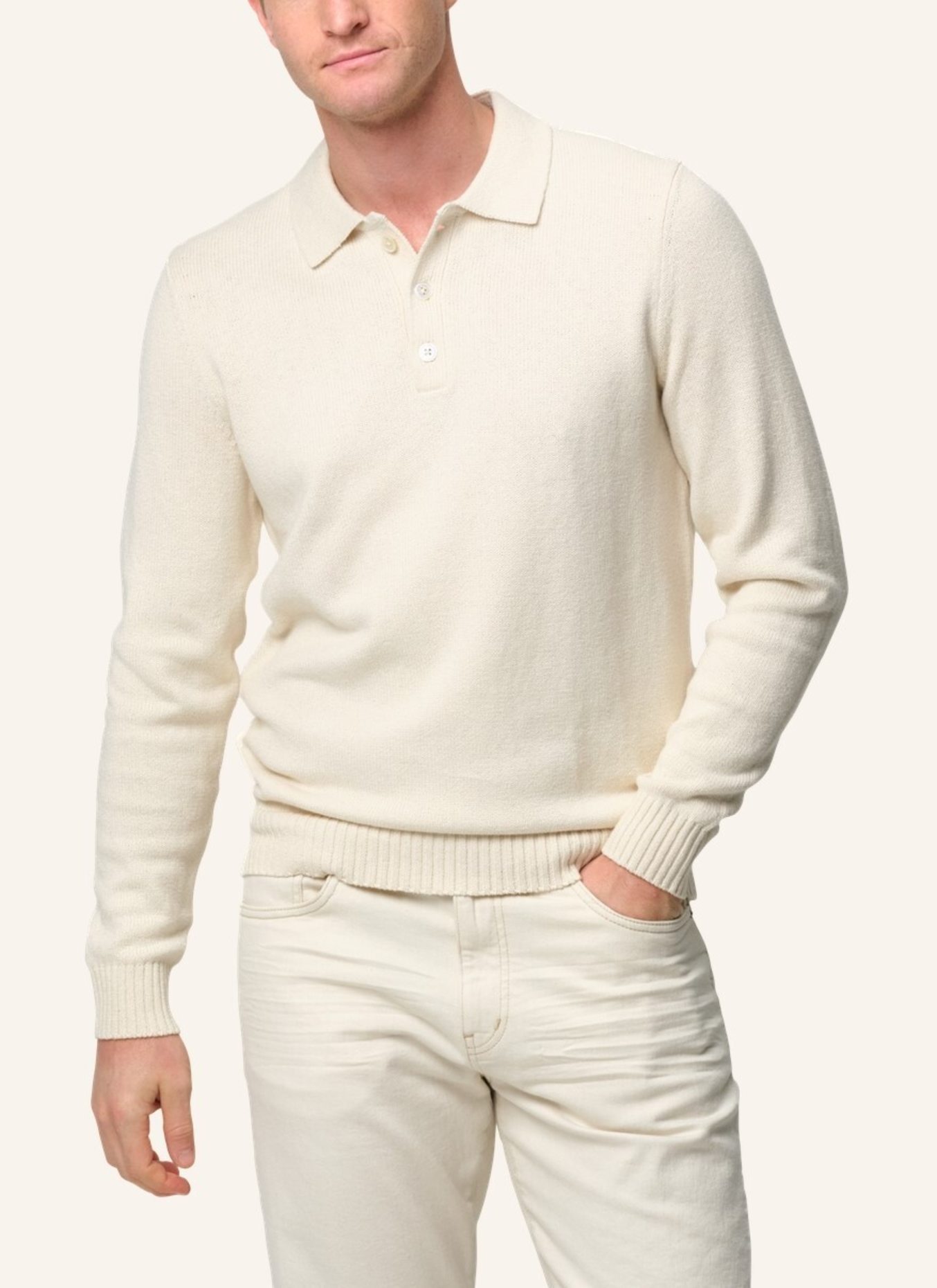 PROFUOMO Polo Langarm: WEISS