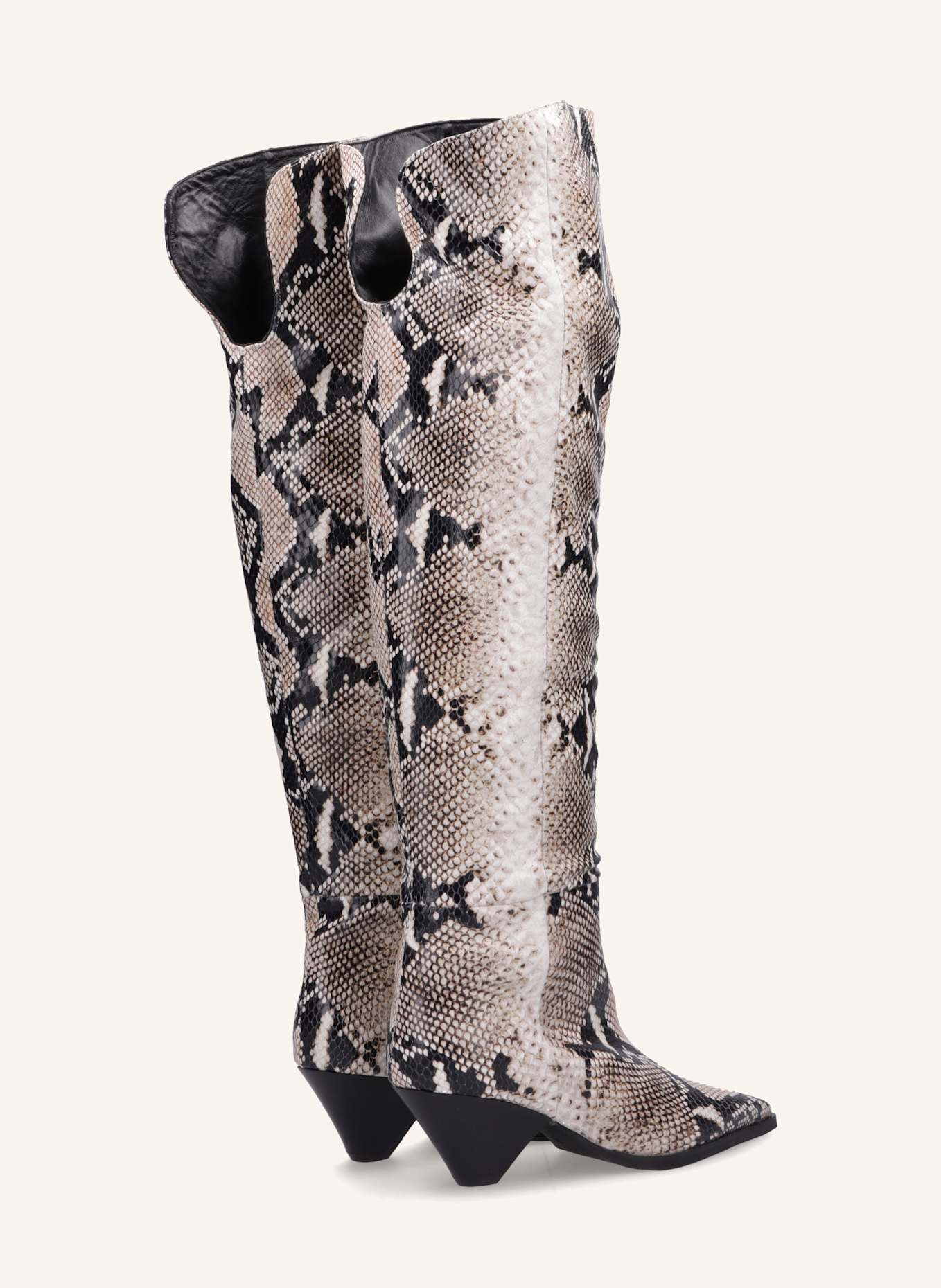 THEA MIKA Overknees: WEISS/ SCHWARZ