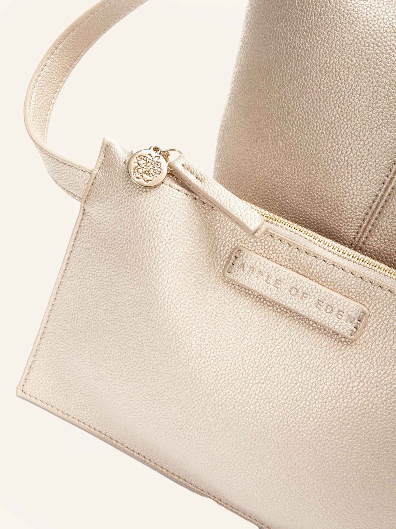 Apple of Eden Hobo Bag: BEIGE/ GOLD