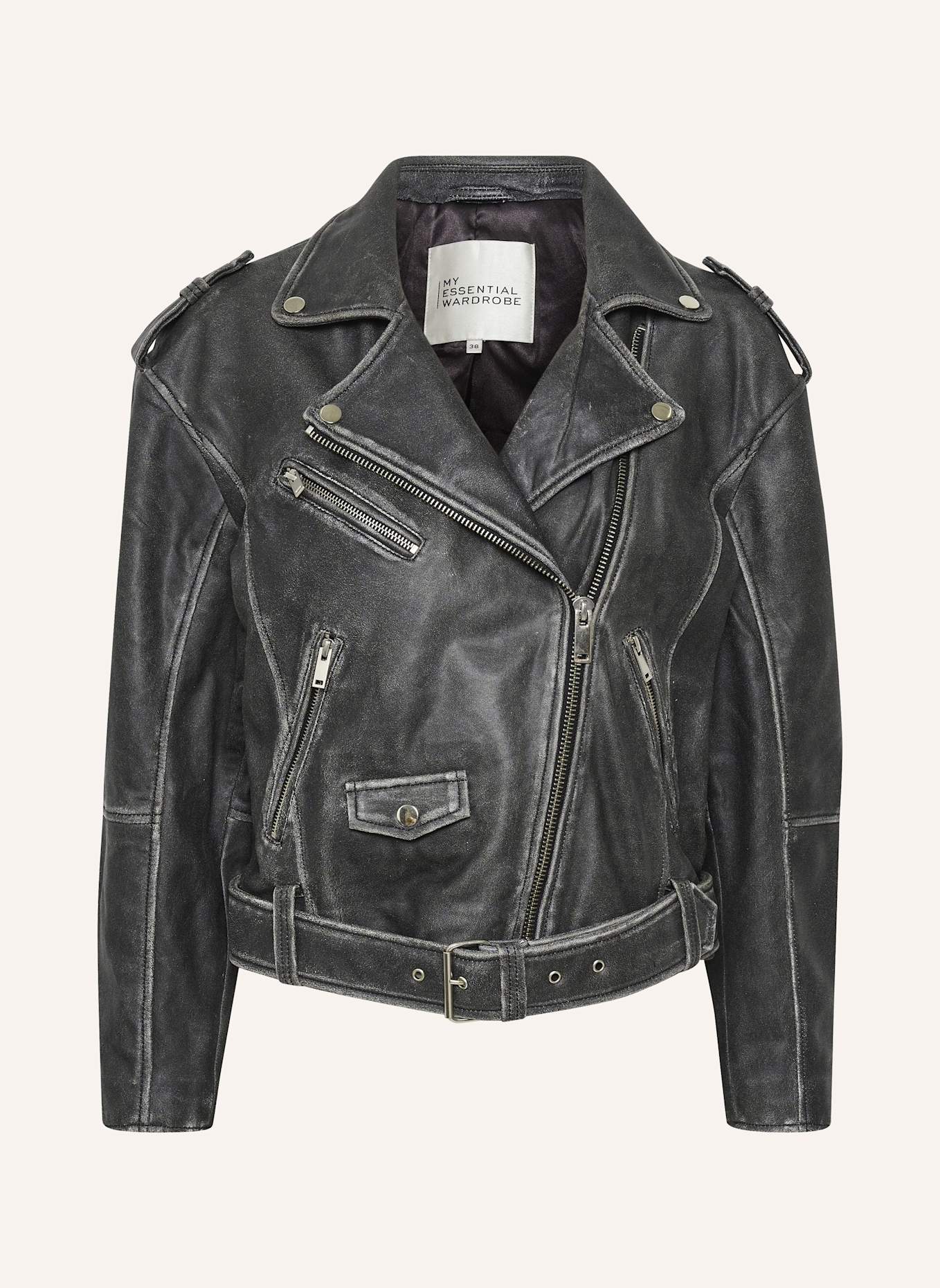 MY ESSENTIAL WARDROBE Lederjacke GILO: GRAU