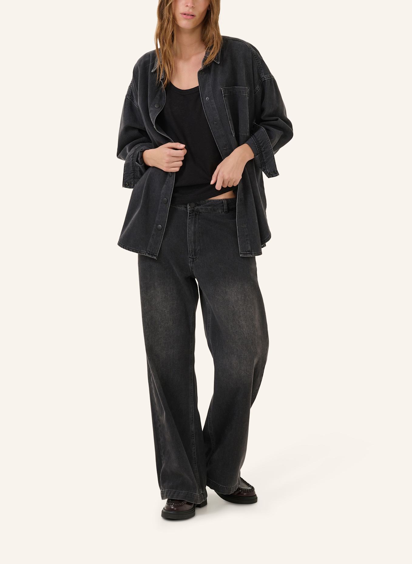 MY ESSENTIAL WARDROBE Oversized-Hemdbluse MALO: DUNKELGRAU