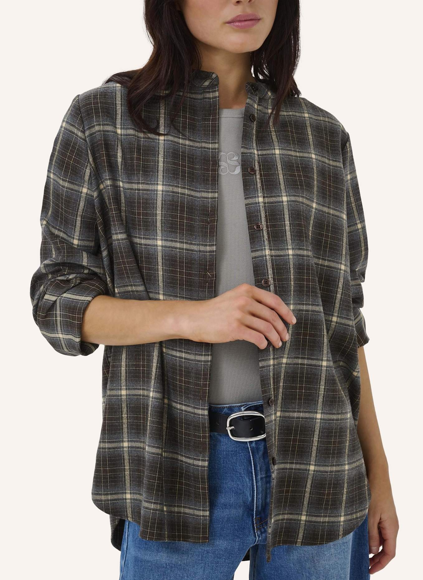 MY ESSENTIAL WARDROBE Oversized-Hemdbluse MARLY: DUNKELBRAUN