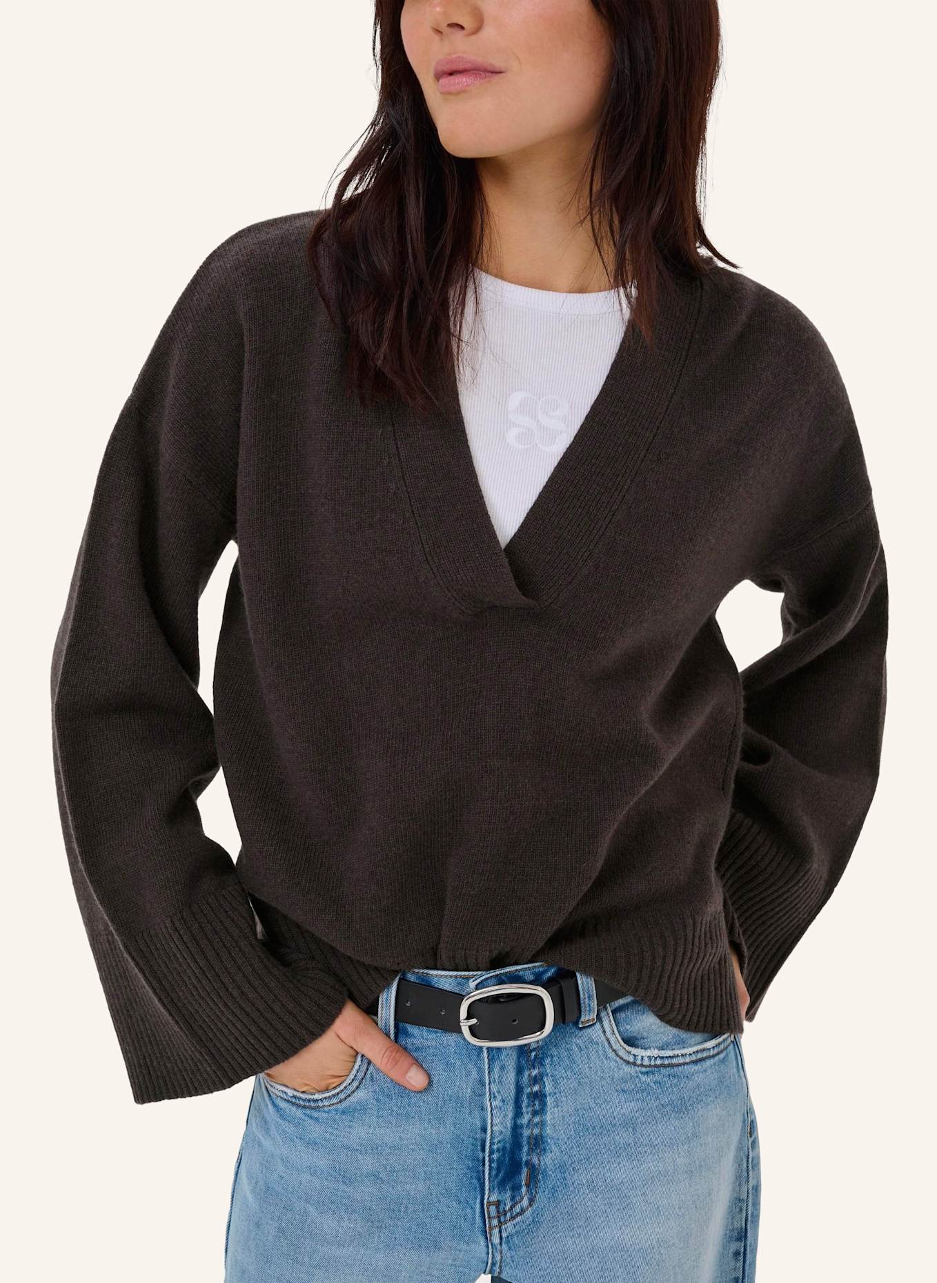 MY ESSENTIAL WARDROBE Strickpullover HUXI: DUNKELBRAUN