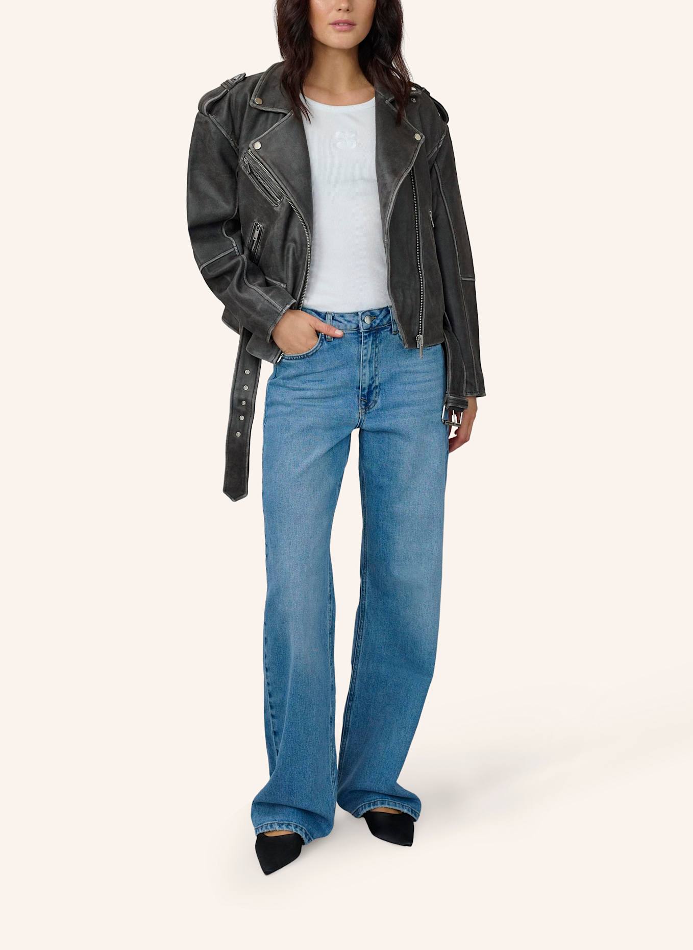 MY ESSENTIAL WARDROBE Lederjacke GILO: GRAU