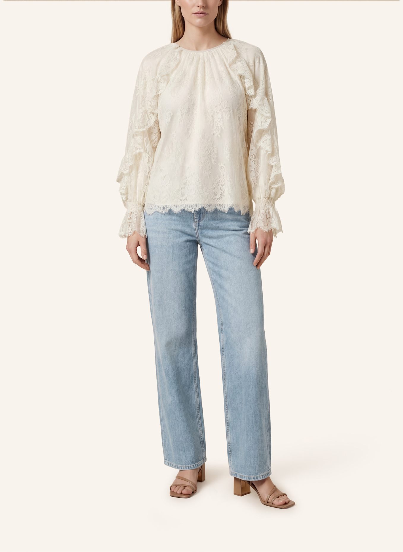 KAFFE Langarmbluse KAAMELIE: ECRU