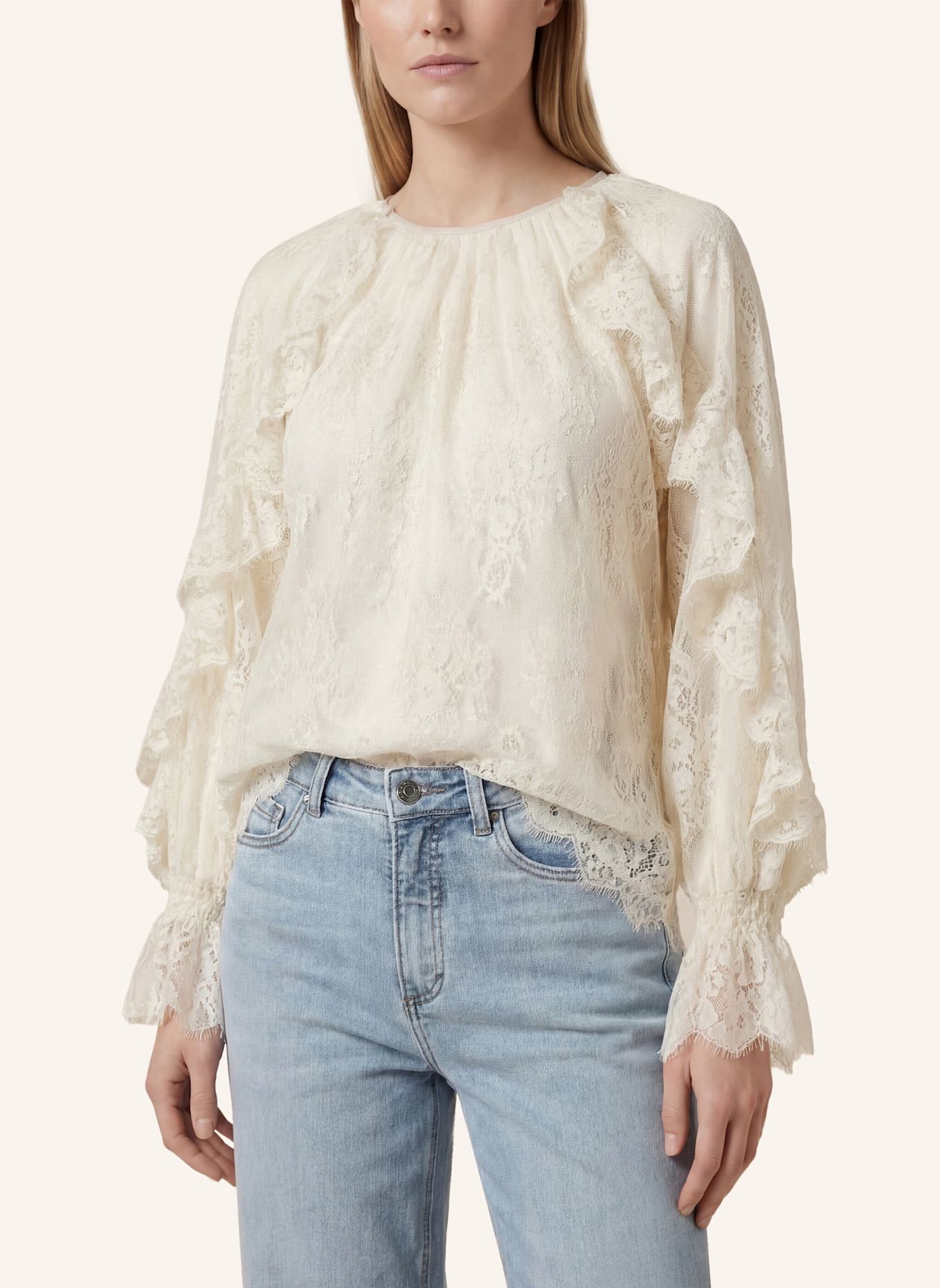 KAFFE Langarmbluse KAAMELIE: ECRU