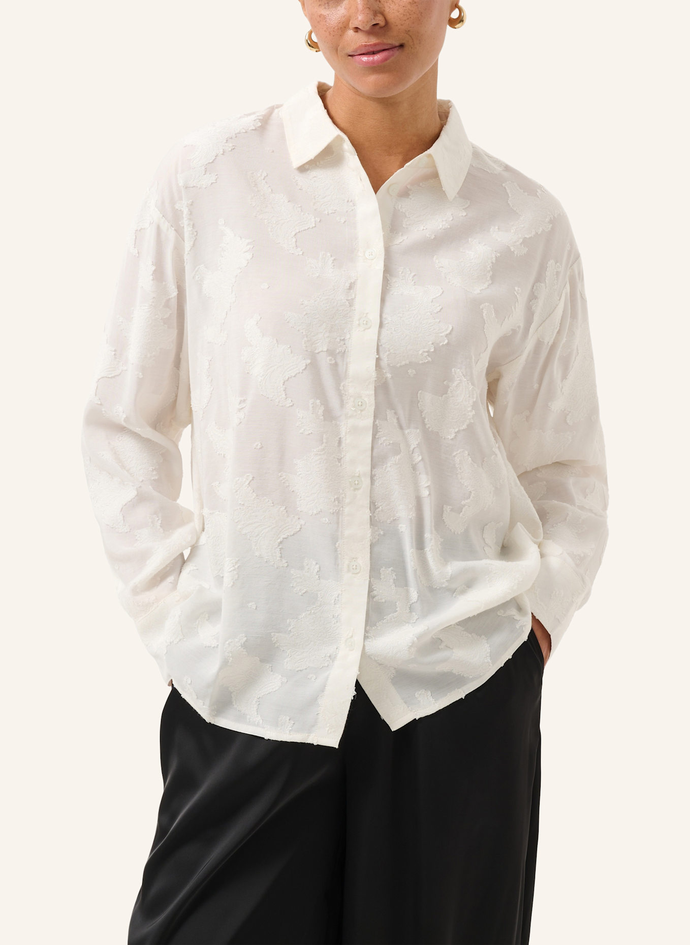 KAFFE Hemdbluse KACASSIA: WEISS