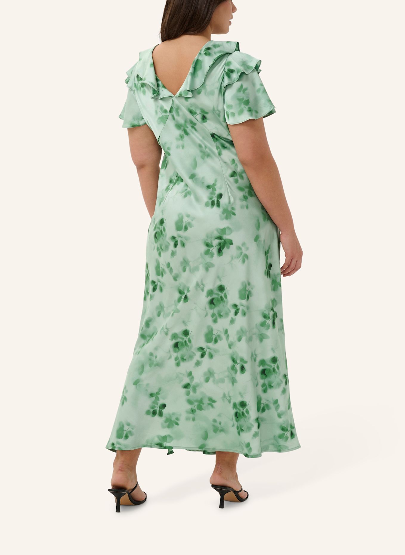 KAFFE curve Maxikleid KCJAMIE mit Volants: GRÜN